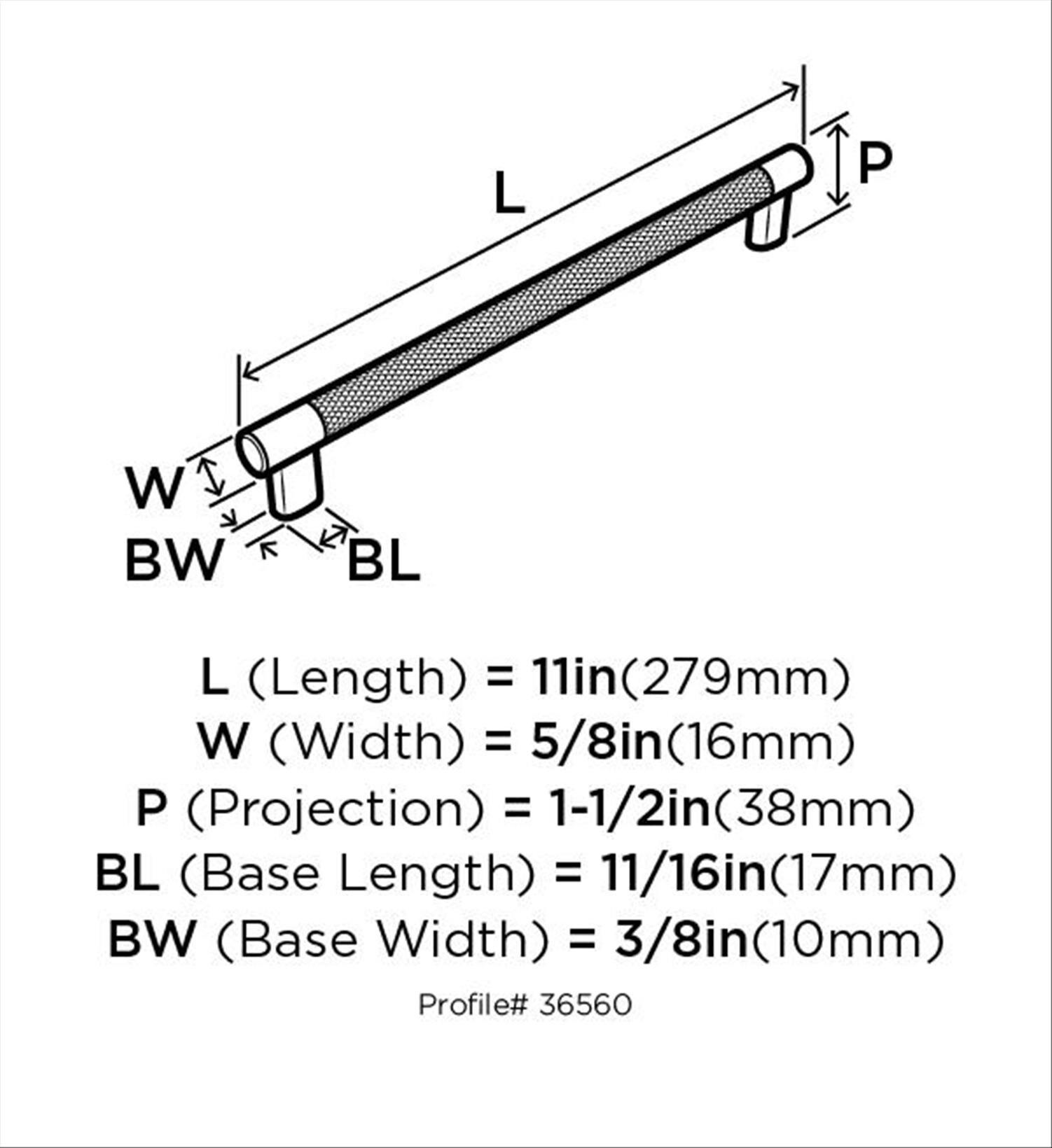 Amerock Esquire 10-1/16 inch (256mm) Center-to-Center Satin Nickel/Oil-Rubbed Bronze Cabinet Pull