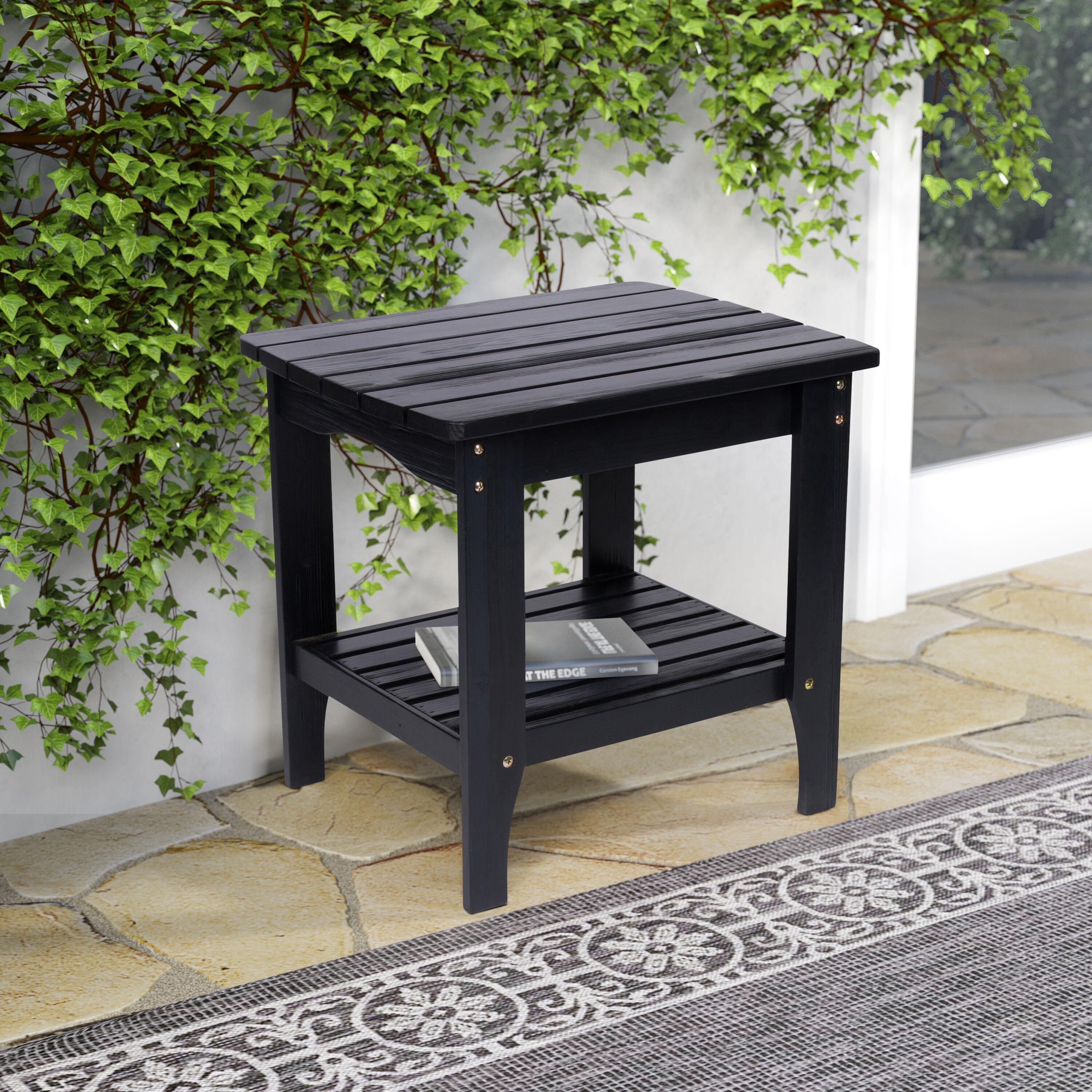 Shine Company Rectangular Traditional Wood Indoor/Outdoor Side Table in Black