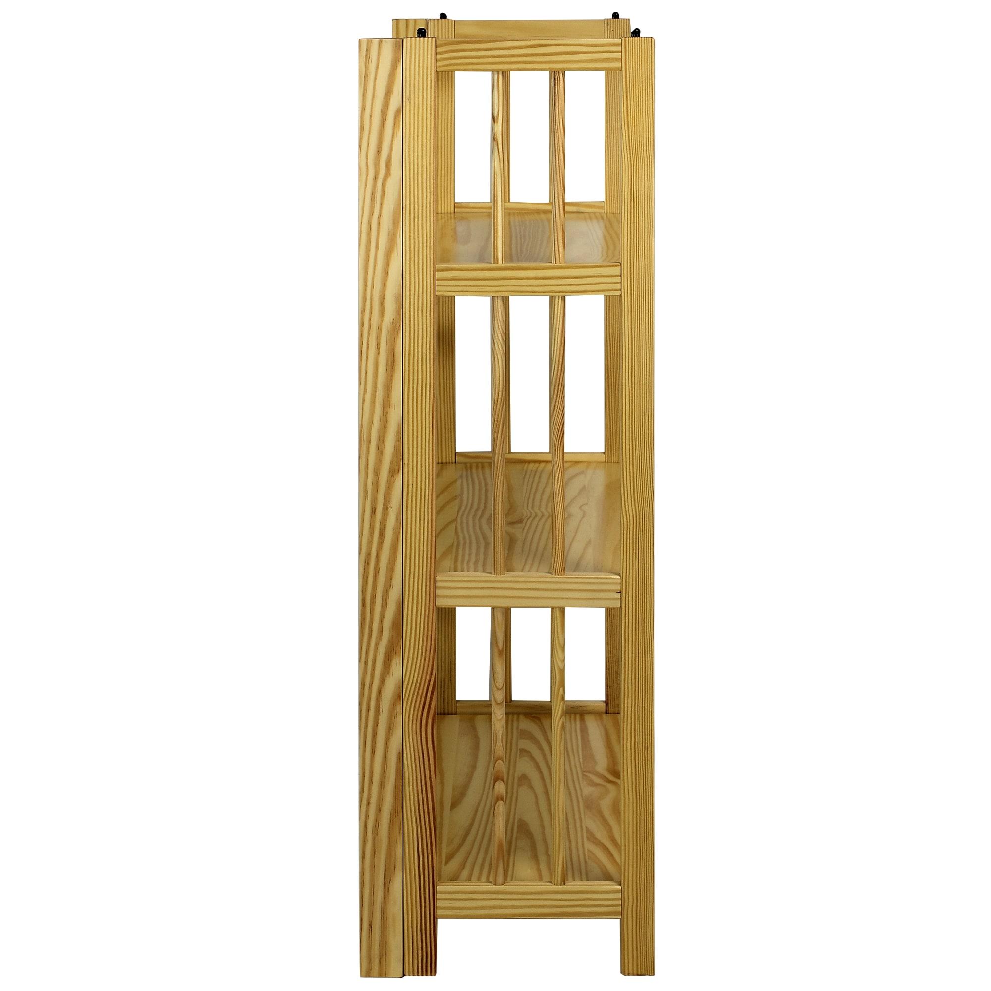 3-Shelf Folding Stackable Bookcase 27.5" Wide-Natu