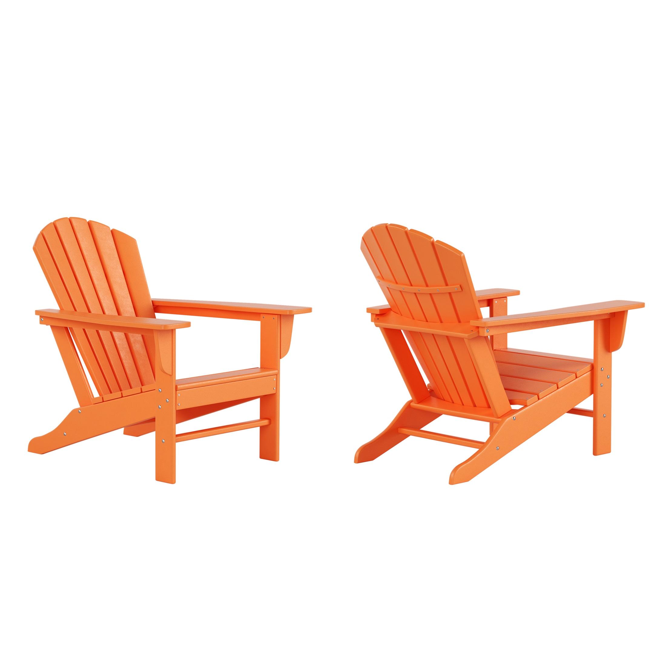 Altura Orange HDPE Outdoor Adirondack Chairs with Arms, Set of 2