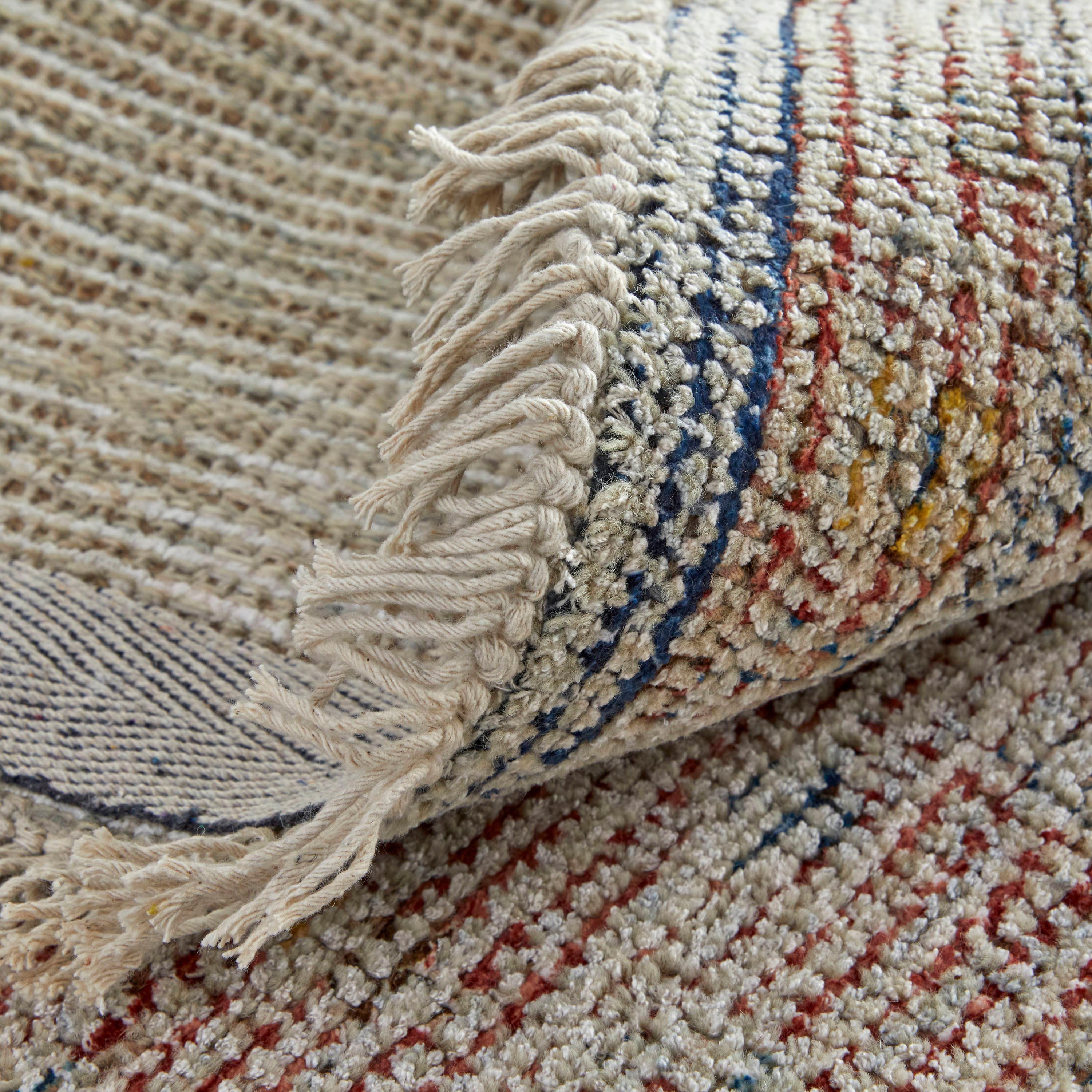 Caldwell Transitional Distressed Ivory/Blue/Red Area Rug