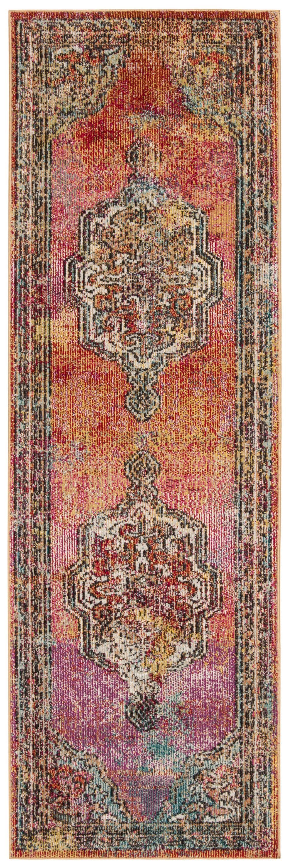 Crystal CRS502 Power Loomed Runner Rug - Orange/Light Blue - 2'2"x7' - Safavieh.