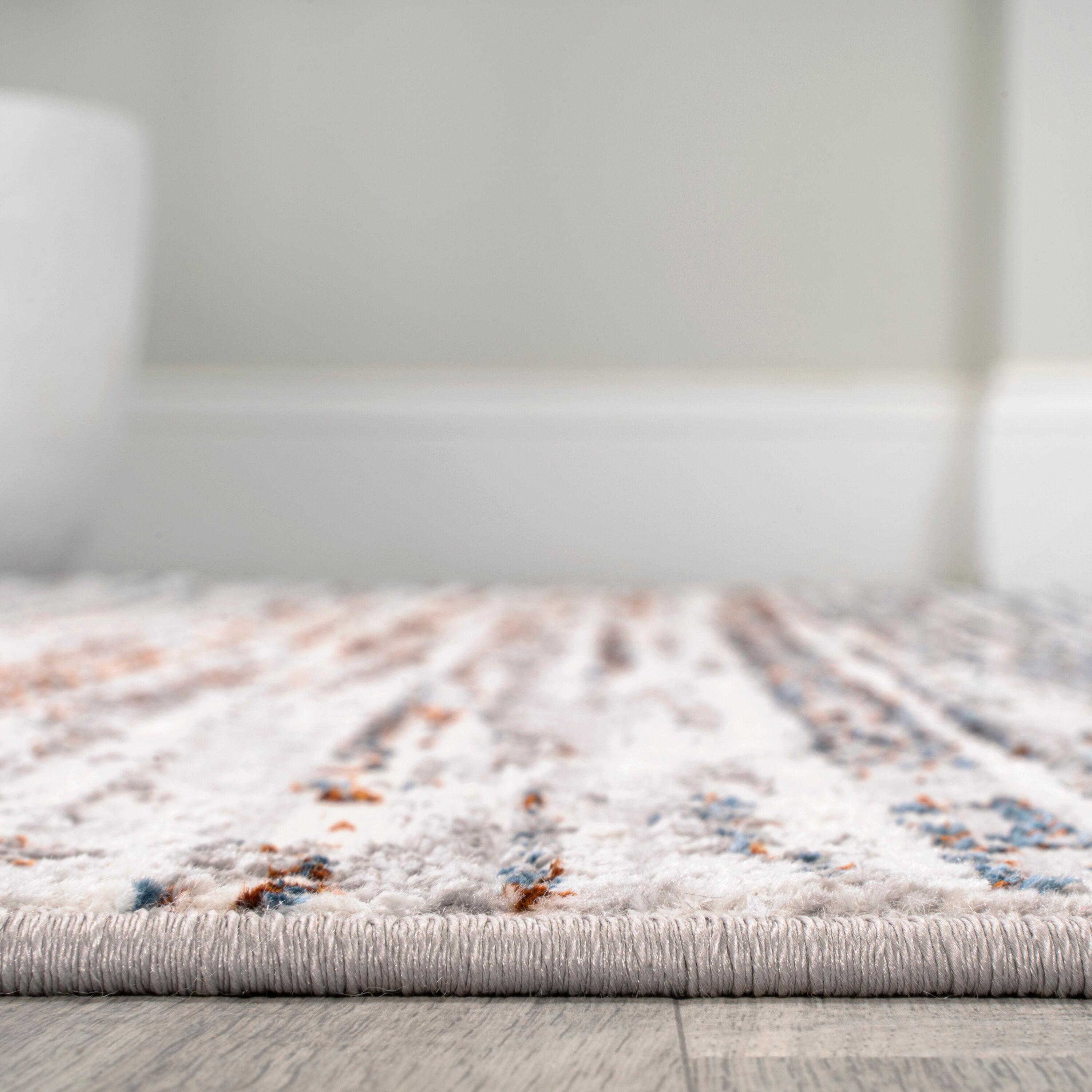 JONATHAN Y Loom Modern Strie'  Gray/Blue/Orange 3 ft. x 5 ft. Area Rug
