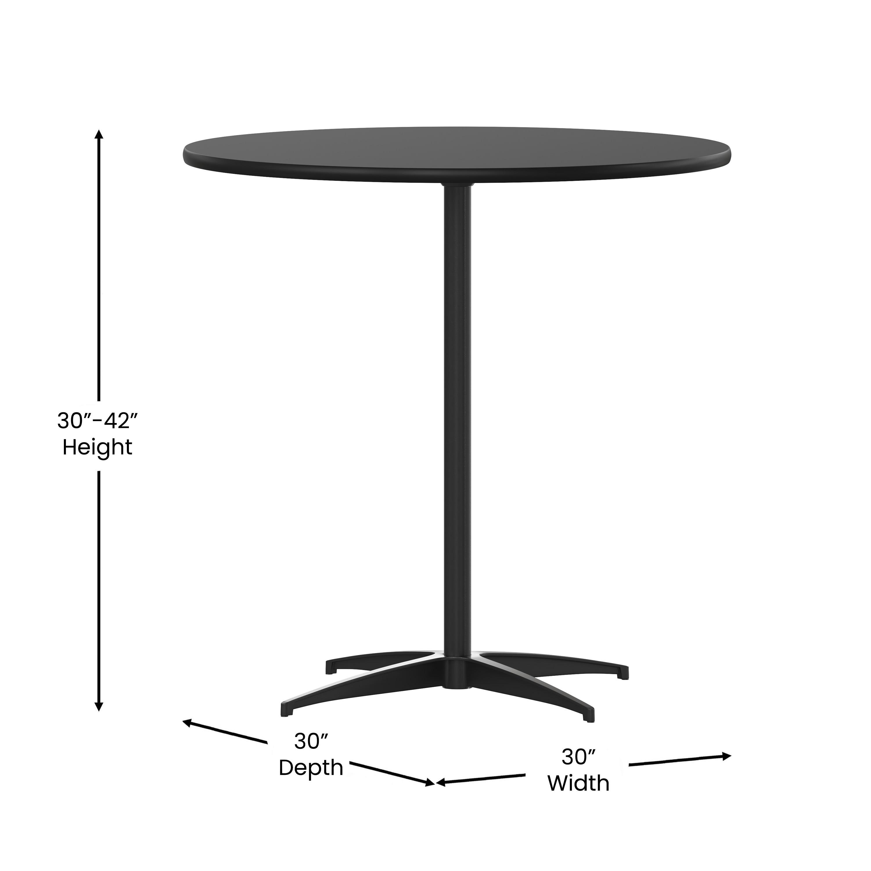 Flash Furniture Lars 30'' Round Wood Cocktail Table with 30'' and 42'' Columns, Black
