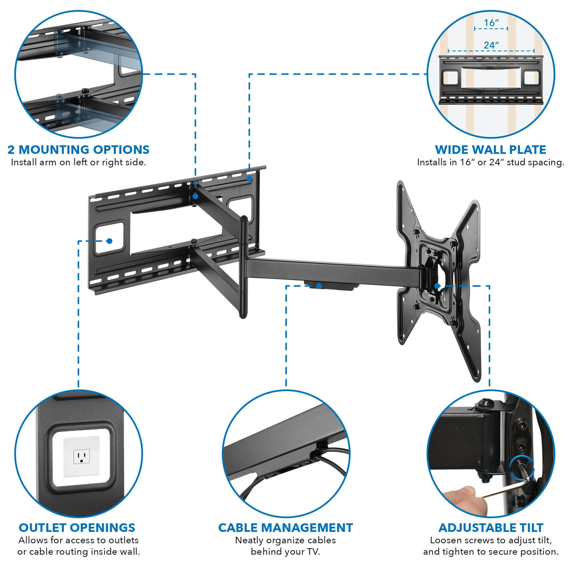 Mount-It Full Motion Extended Corner Long Arm TV Wall Mount |  40" Extra Long Reach Extension & Reviews | Wayfair