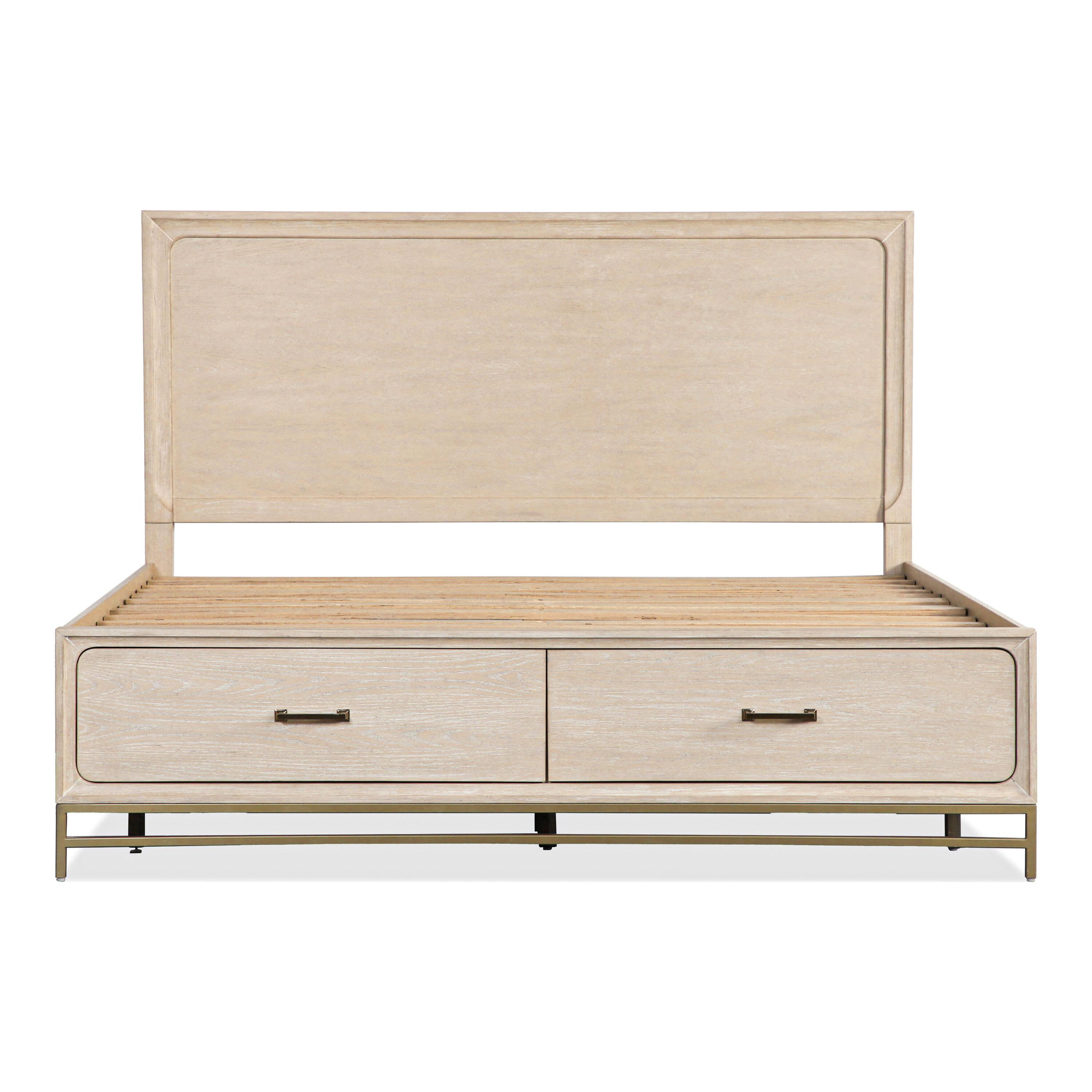 HOMES: Inside + Out 3pc Queen Neovesi Platform Bedroom Set Boho with 2 Nightstands Oak