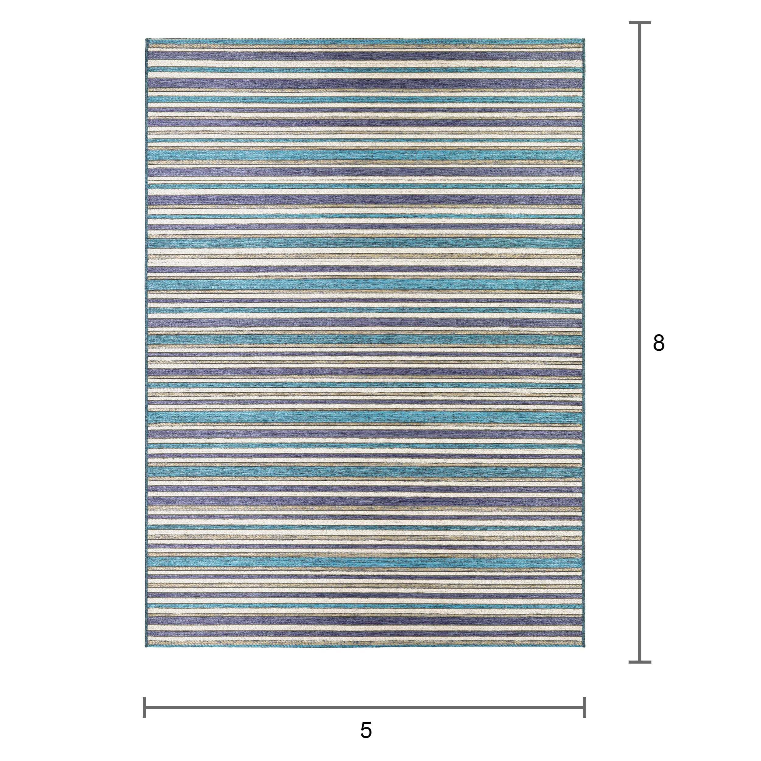 Couristan Cape Brockton Indoor / Outdoor Area Rug, Cobalt-Teal, 5'3" x 7'6"