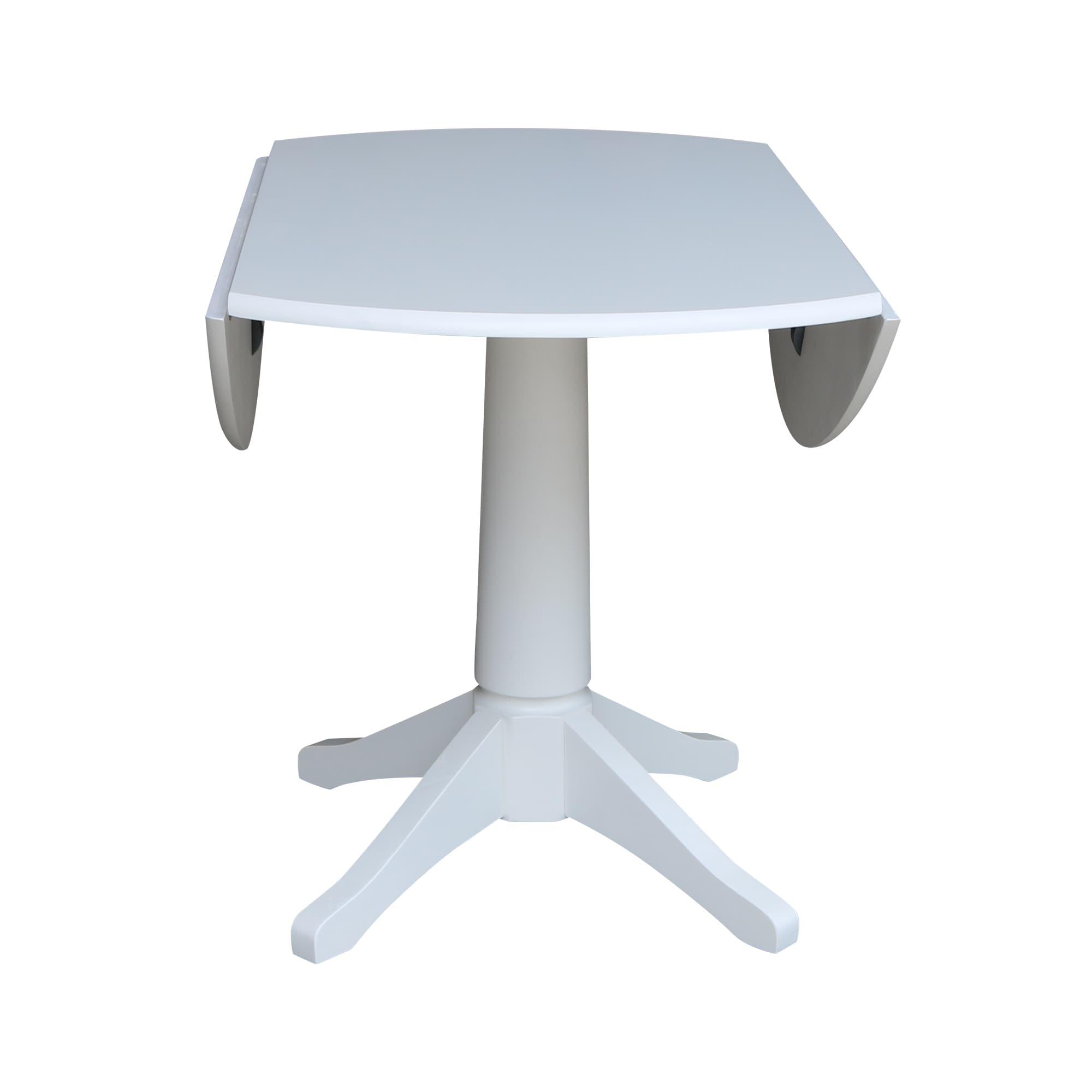 42" Nina Round Top Dual Pedestal Dining Table White - International Concepts: Modern Style, Seats 4, Wood Frame