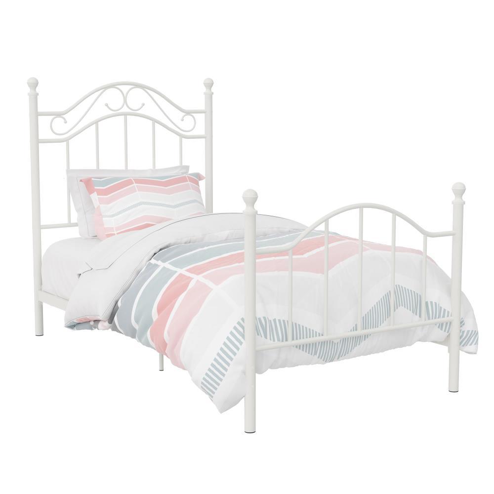 RealRooms Marlo Metal Bed Frame, Twin, White