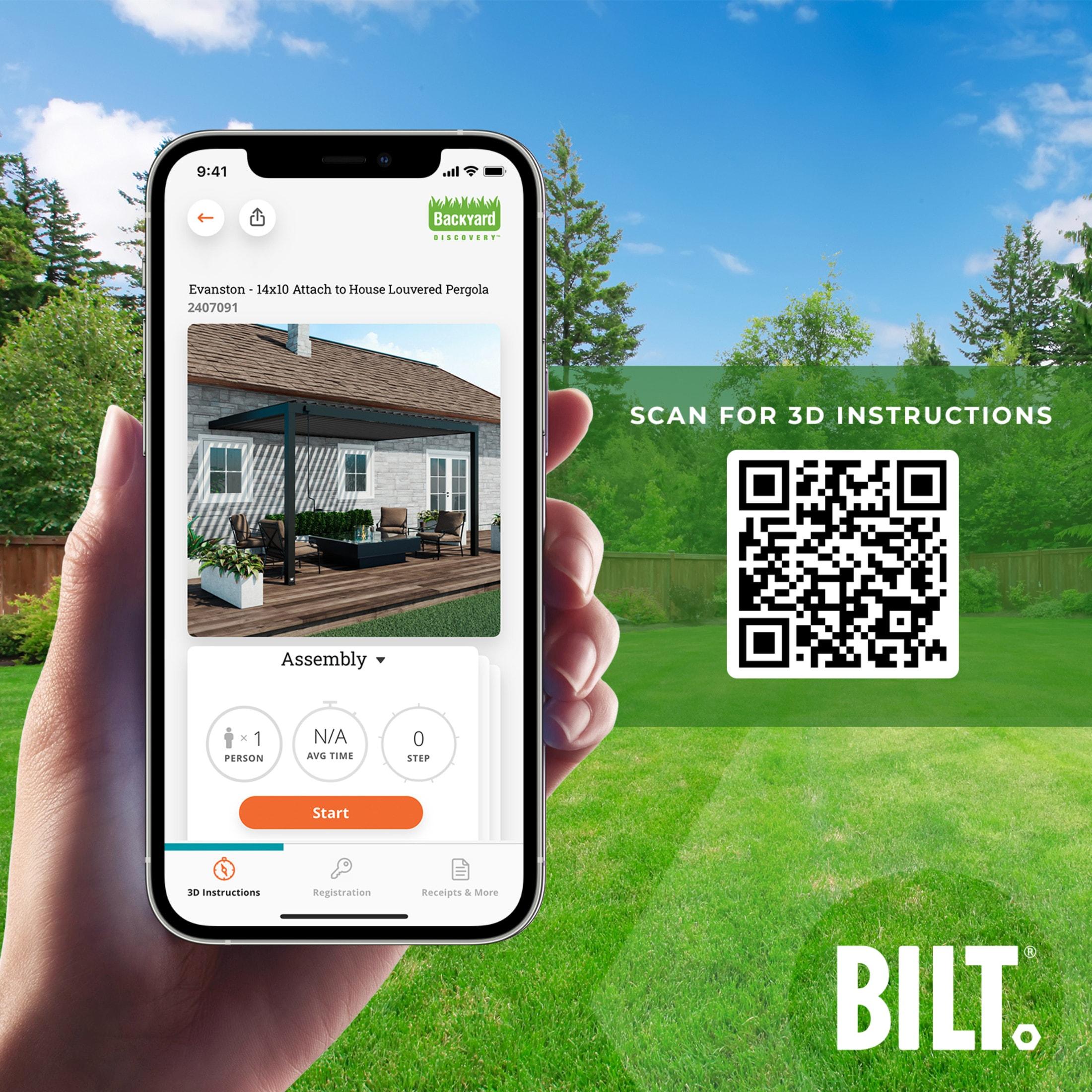 Backyard Discovery Evanston 14'x10' Steel Wall-Mounted Louvered Pergola, Adjustable Roof