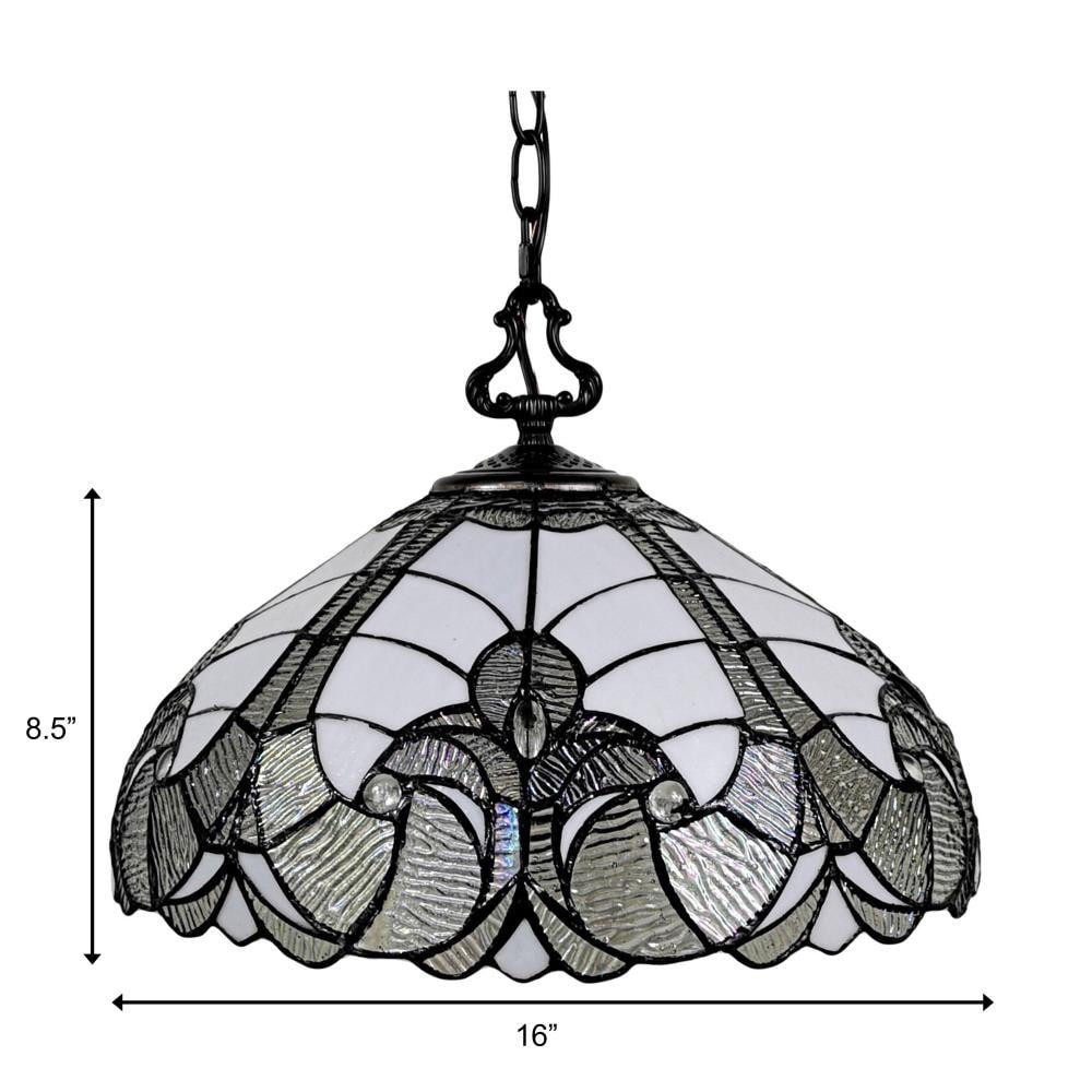 Amora Lighting  16 in. Wide Tiffany Style Hanging Lamp, White