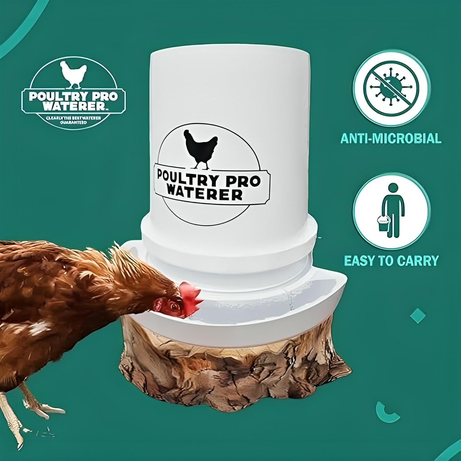 The Original Poultry Pro Waterer | DIY Chicken Waterer for Chicken Coop | Hands Free Poultry Waterer Suitable for Pigeons, Ducks, Chickens & Other Smaller Birds - Fits All 5 Gallon Buckets