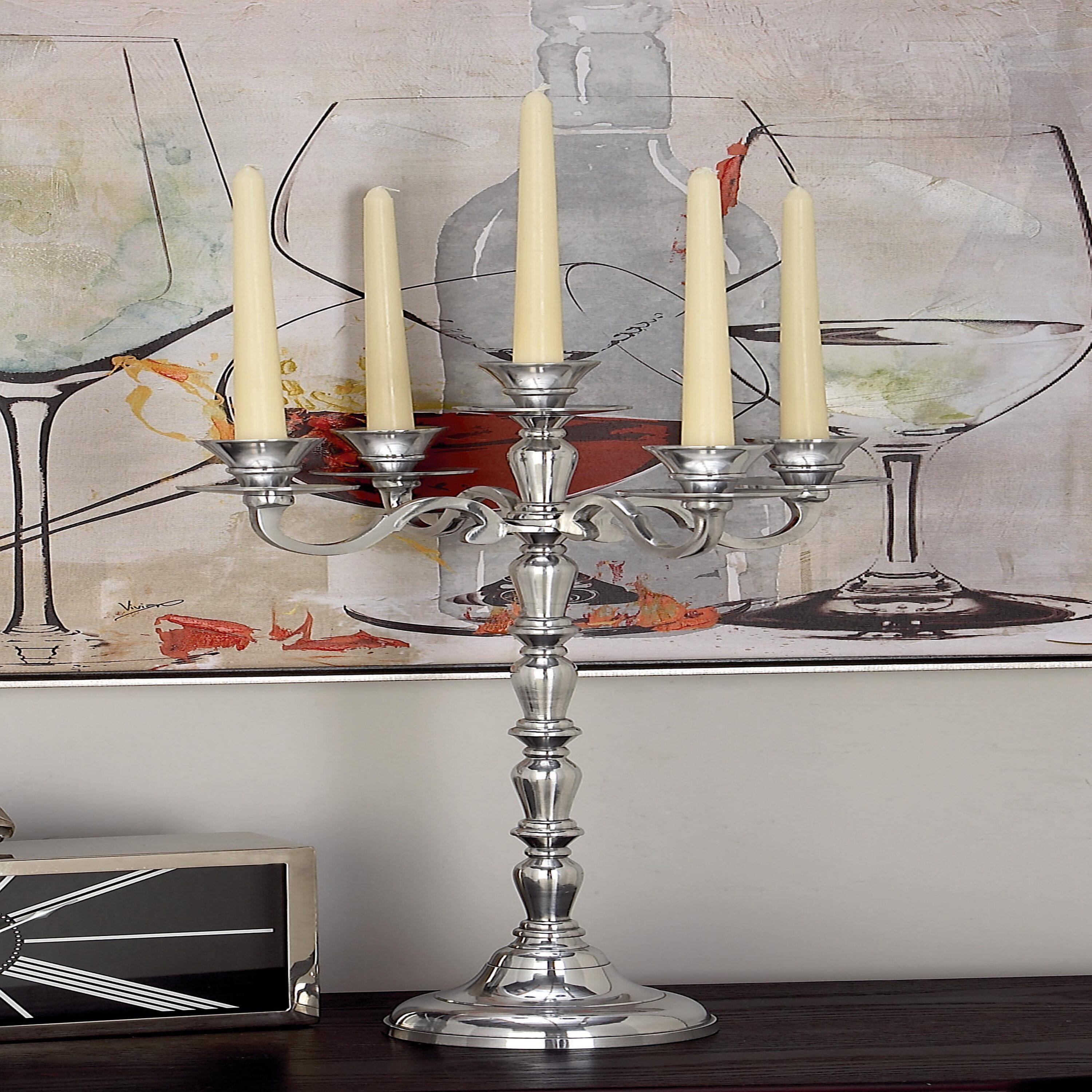 DecMode 5 Holder Silver Aluminum Metal Candelabra