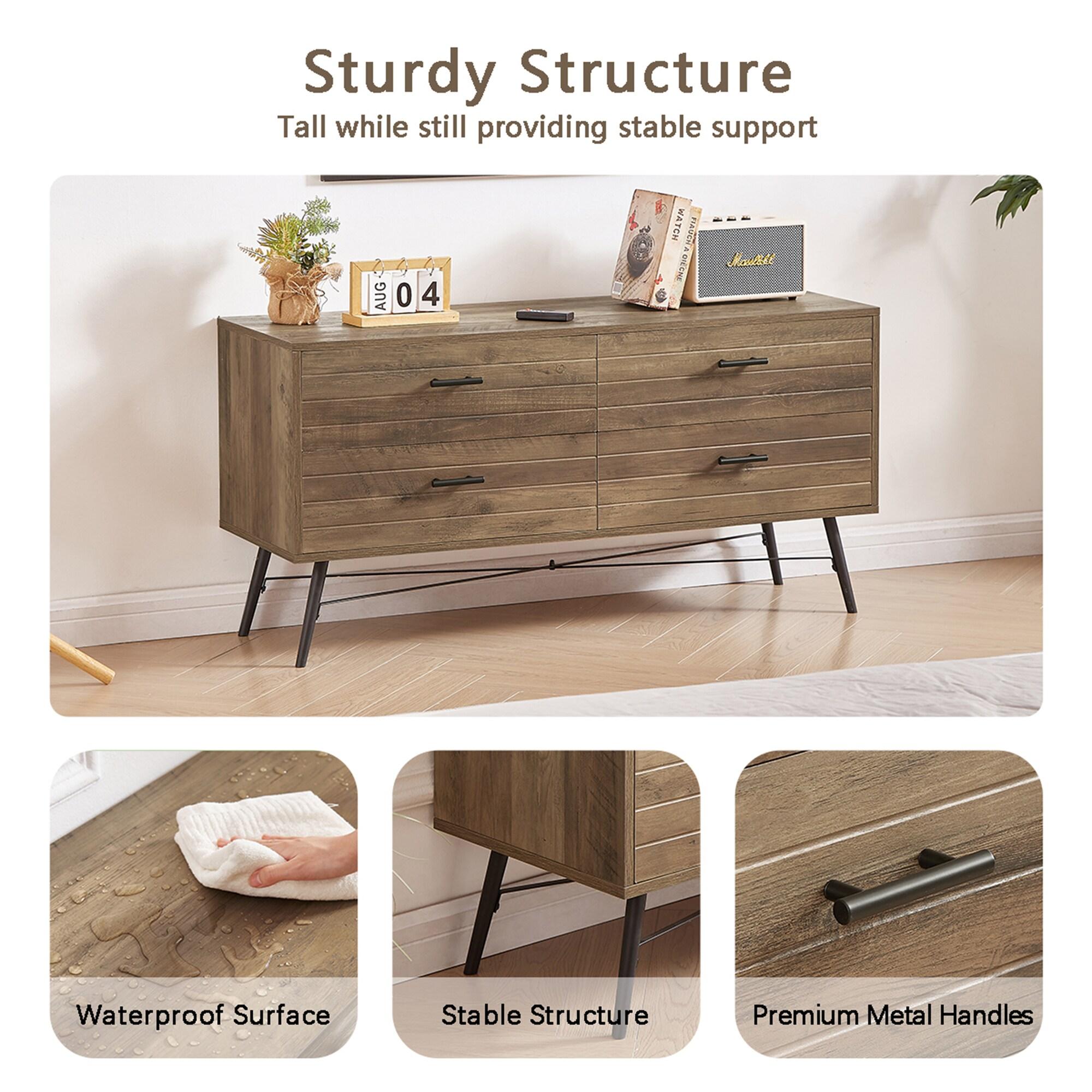 Charlton Home® 4-Drawer Chest, 4 Drawer Dresser TV Stand , Dressers Bedroom Furniture Large Storage Tower Unit