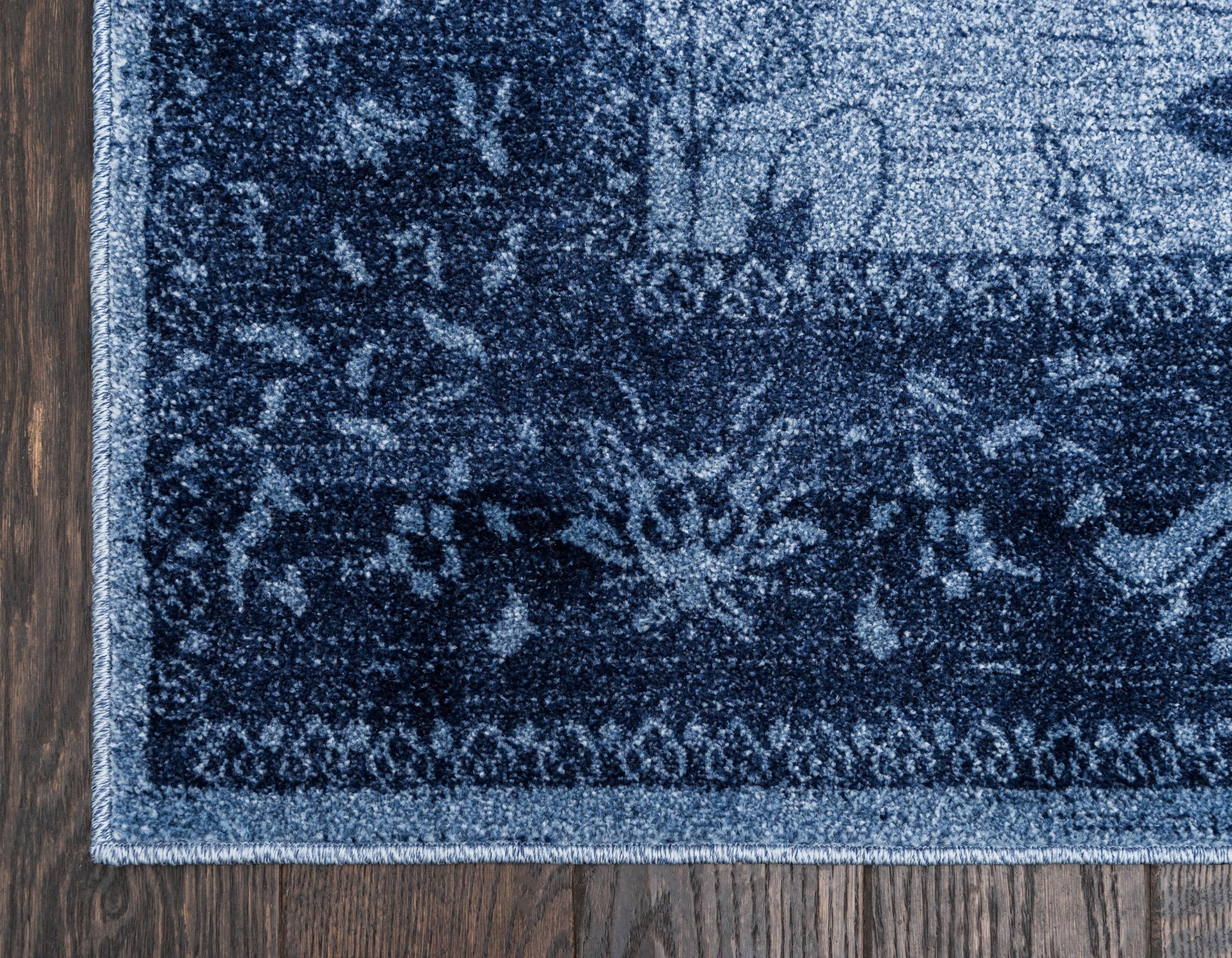 Unique Loom La Jolla Collection Area Rug - Floral (4' 1" x 6' 1" Rectangle Blue/Navy Blue)