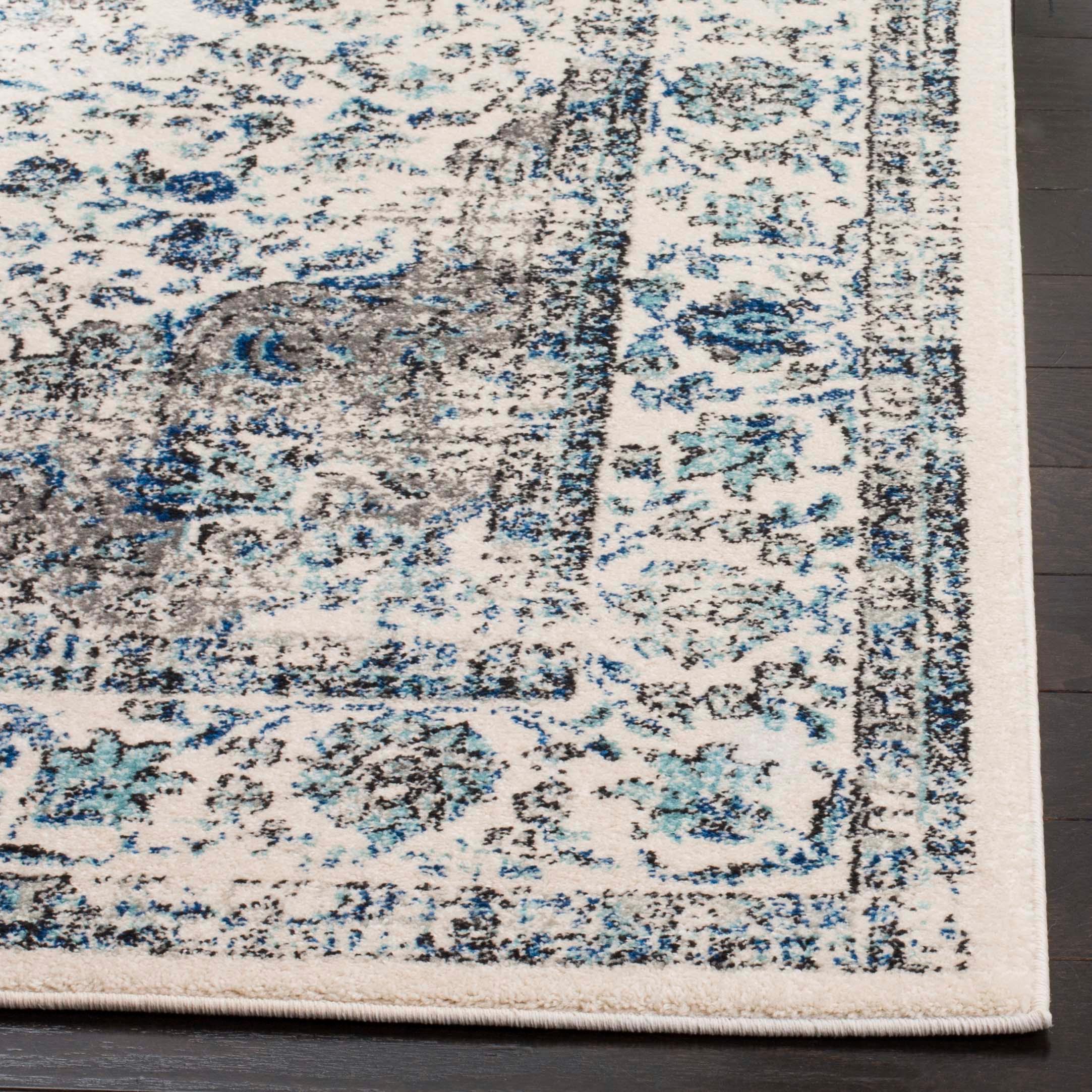 Evoke EVK220 Power Loomed Area Rug - Ivory/Grey - 6'7"x6'7" - Safavieh.