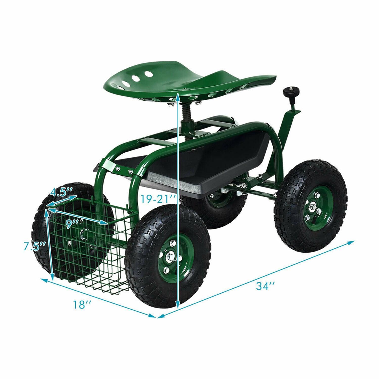 Spaco 4-Wheel Rolling Garden Cart Work Seat, Wagons Carts, Carts with Wheels, Utility Cart