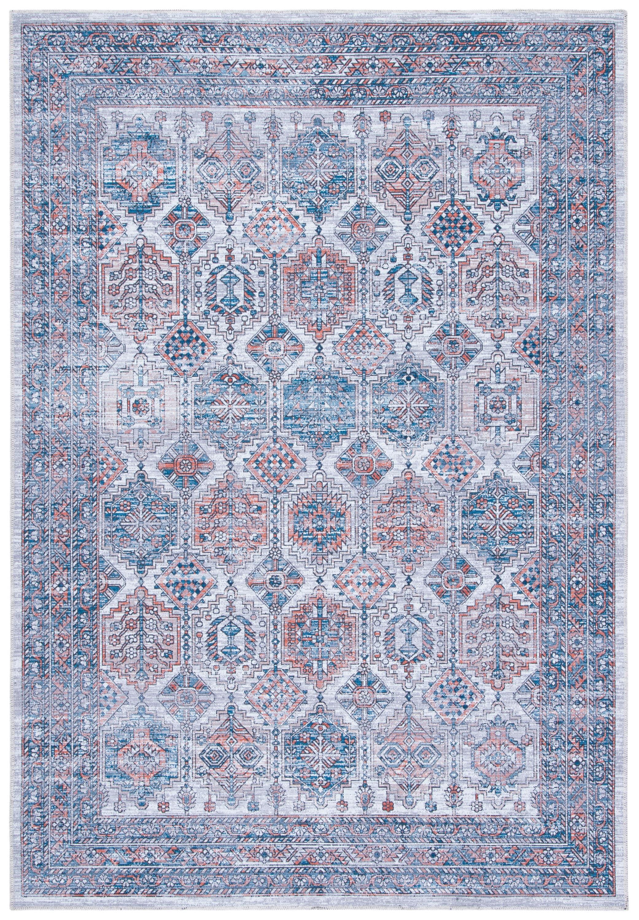 Serapi SEP520 Power Loomed Machine Washable Skid-Resistant Indoor Accent Rug - Ivory/Rust - 4'x6' - Safavieh