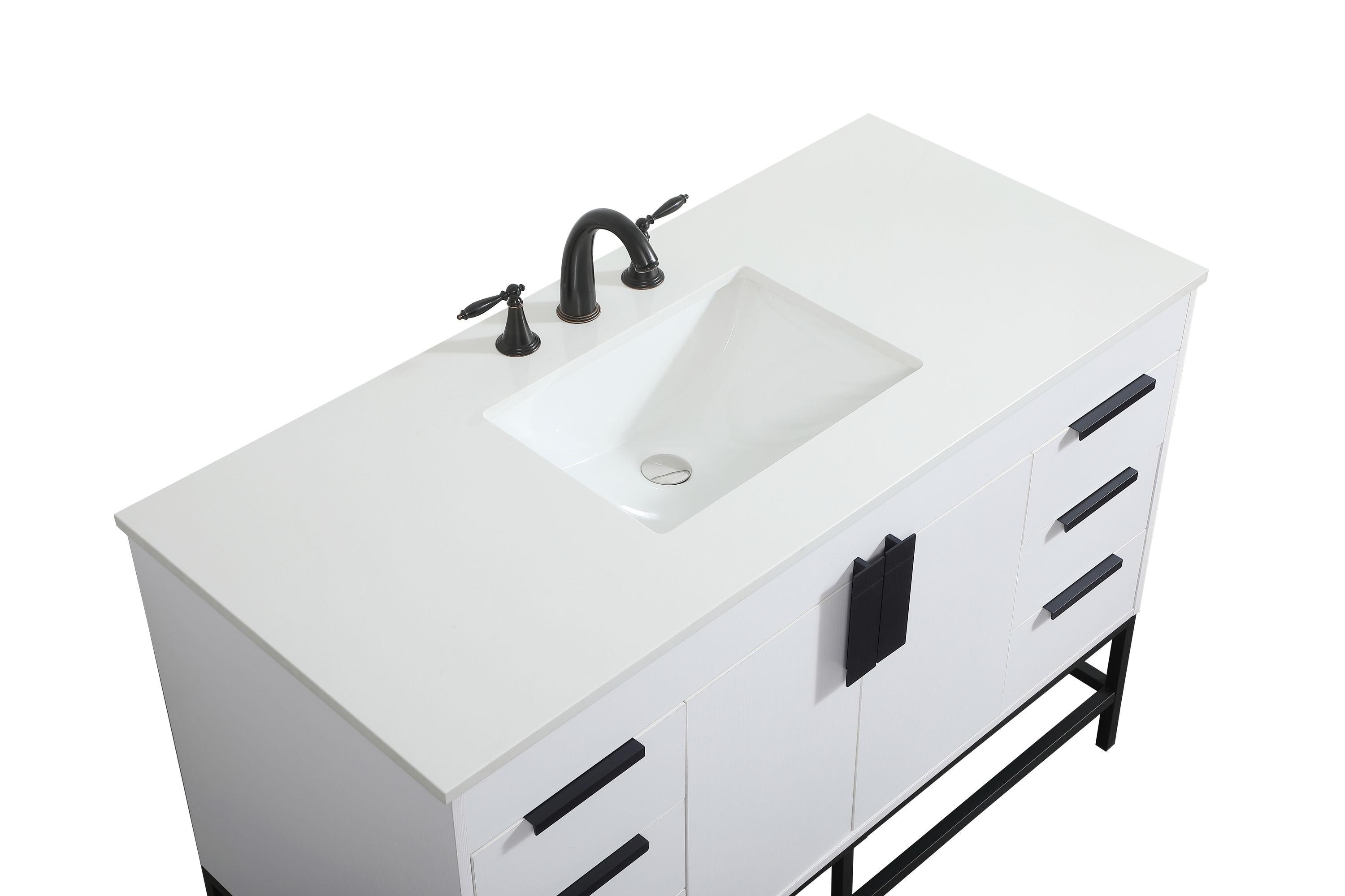 Alizabeth 48'' Single Bathroom Vanity with Engineered Marble Top