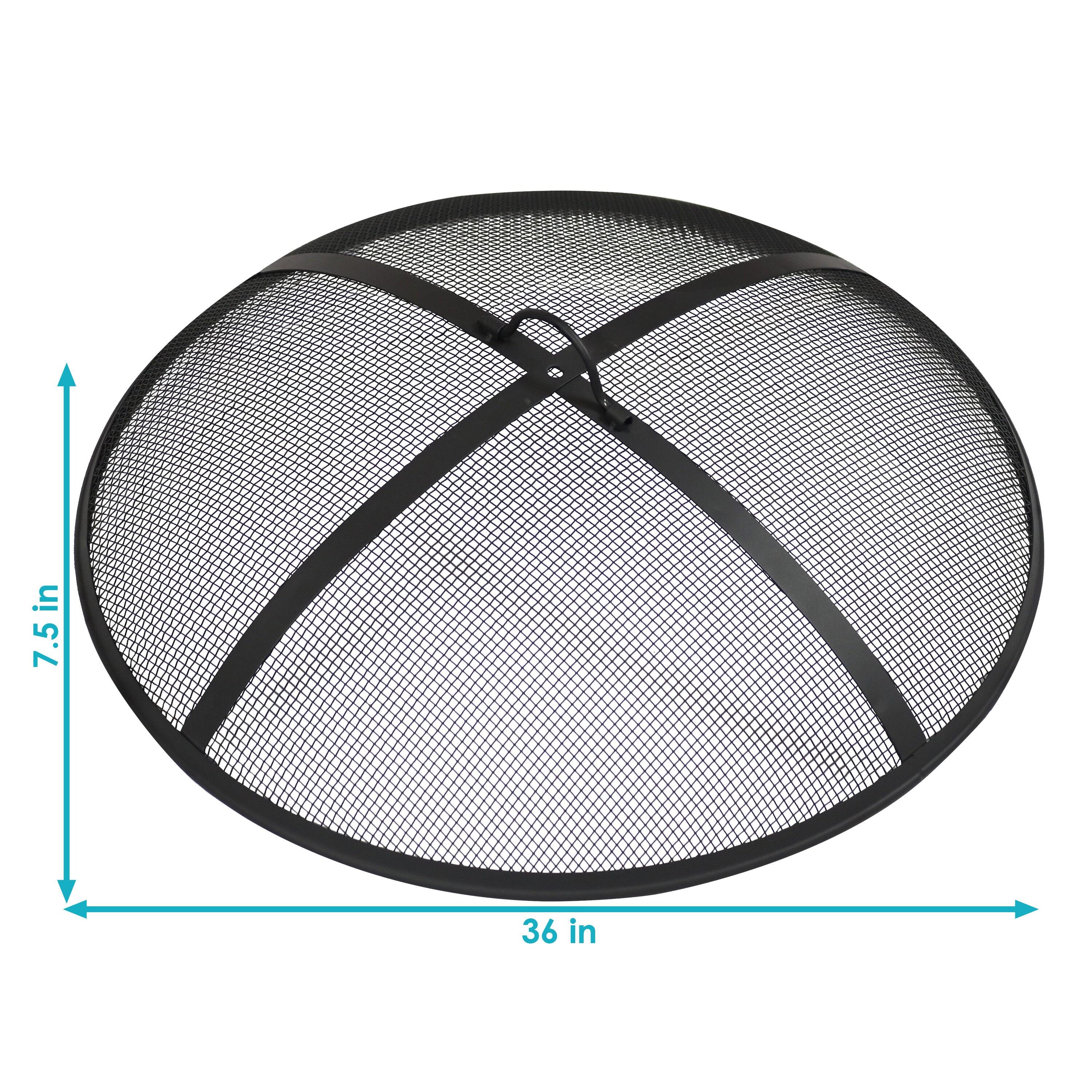 SunnyDaze Decor Heavy-Duty Round Steel Mesh Fire Pit Spark Screen with Handle