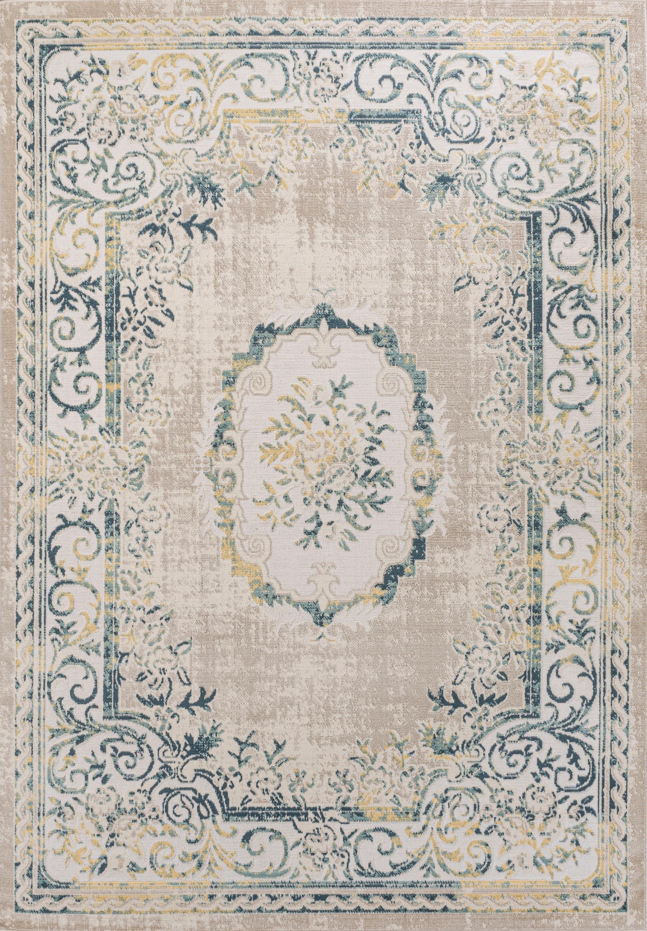JONATHAN Y Rosalia Cottage Medallion Navy/Ivory 3 ft. x 5 ft. Area Rug