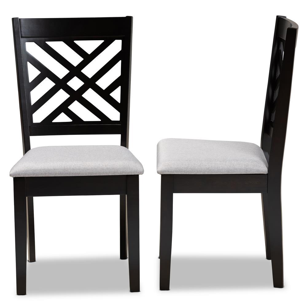2pc Caron Upholstered Wood Dining Chair Set Sand Gray/Espresso - Baxton Studio