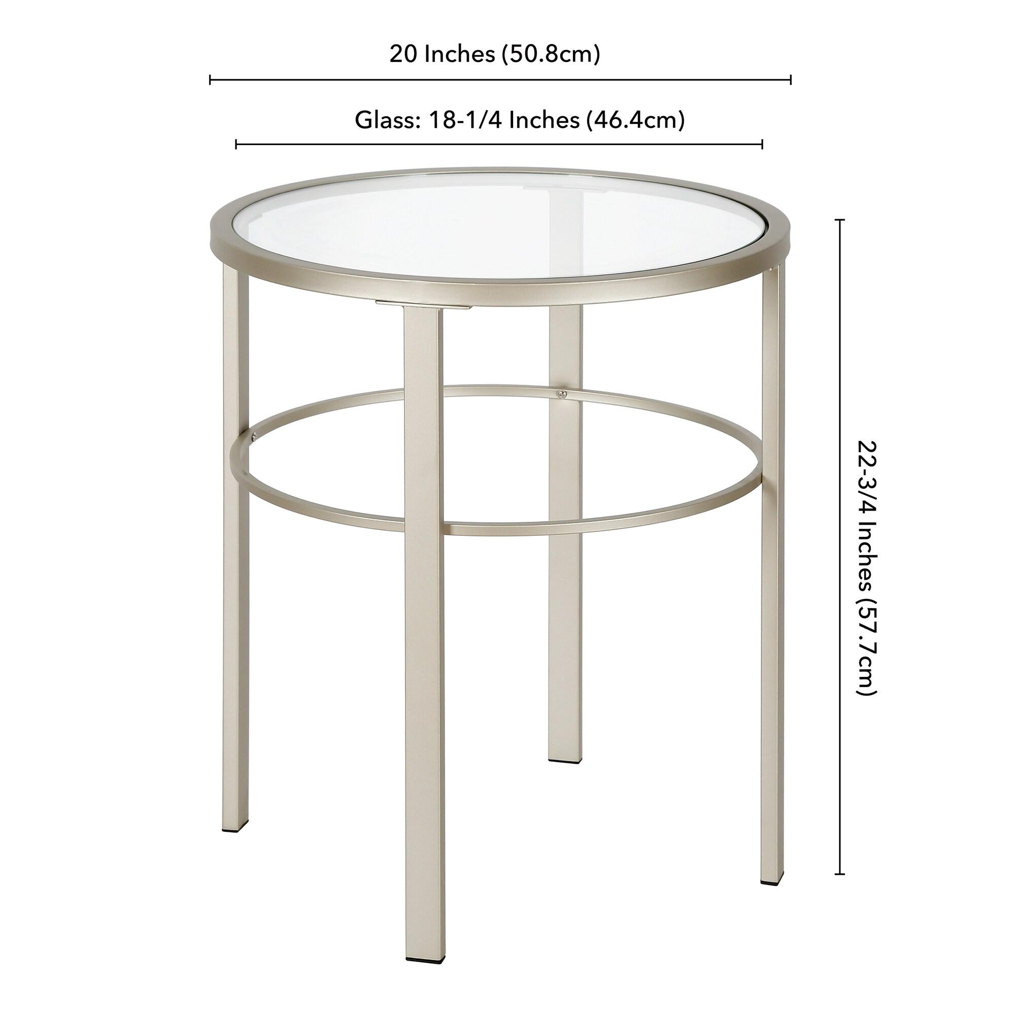 Evelyn&Zoe Gaia 20" Wide Round Side Table, Satin Nickel