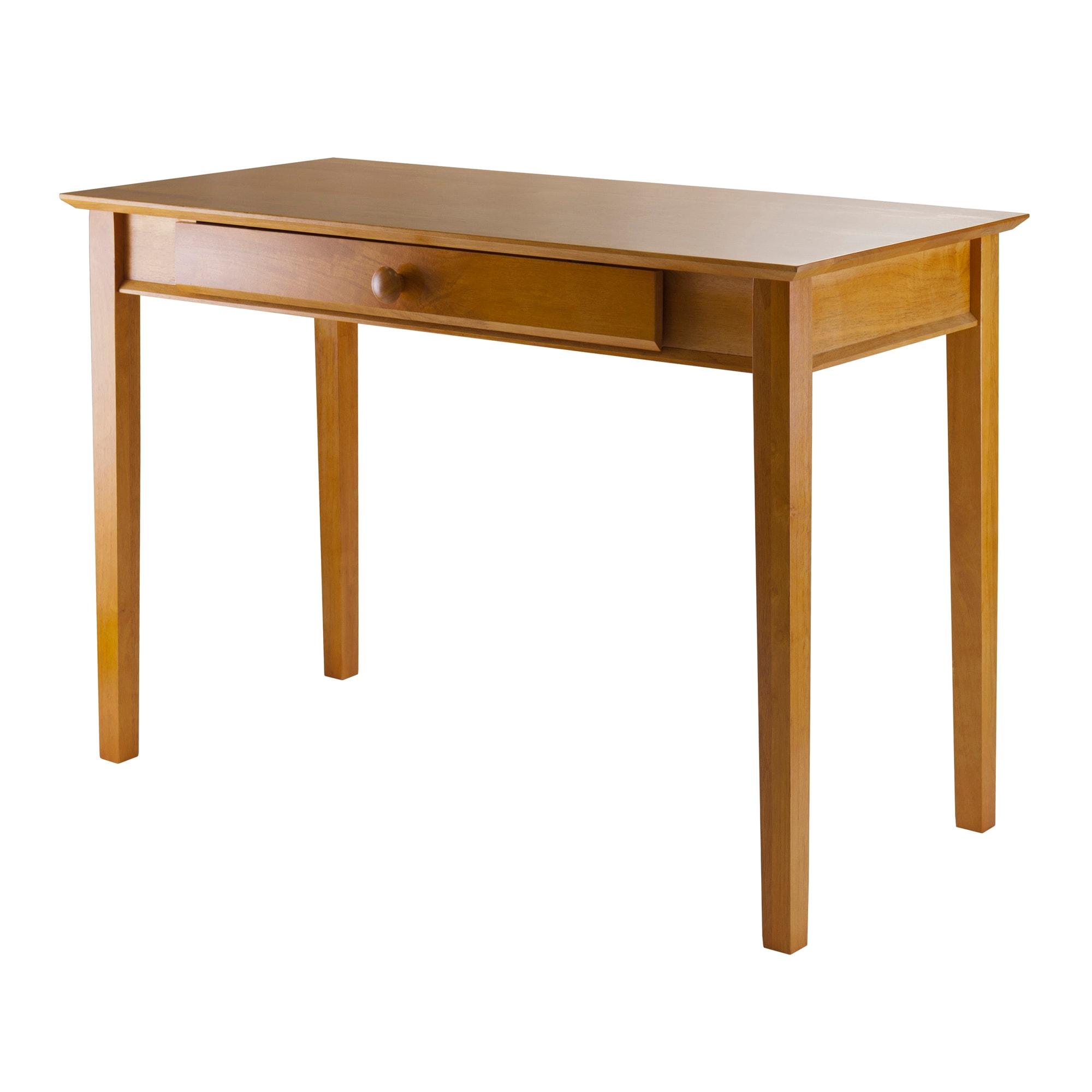 Studio Computer Desk Honey Brown - Winsome: Solid Wood, Pull-Out Tray, Luxury & Glam Style