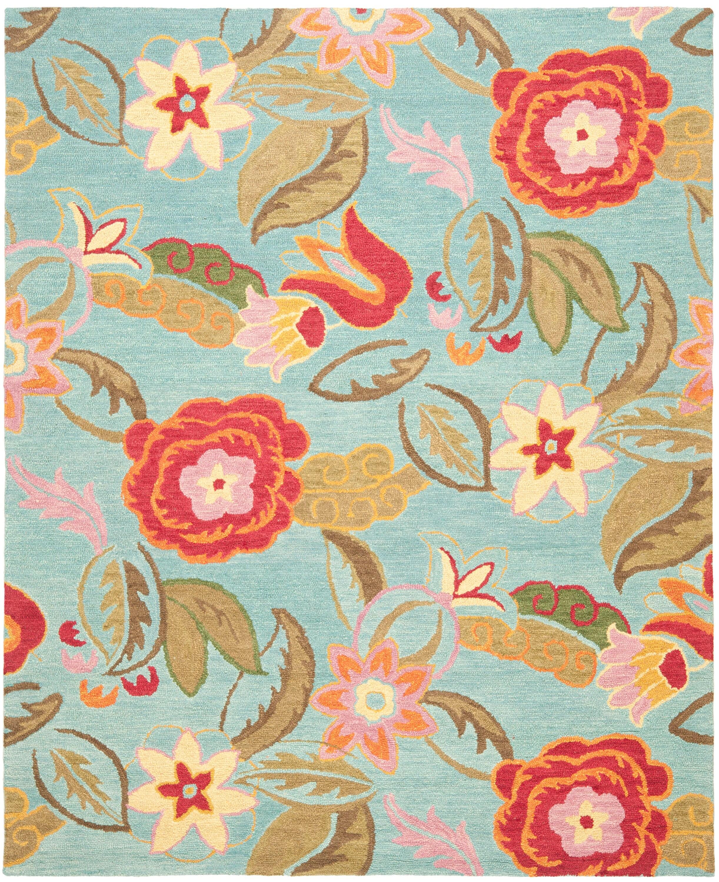Blossom BLM675 Hand Hooked Area Rug - Blue/Multi - 8'x10' - Safavieh.