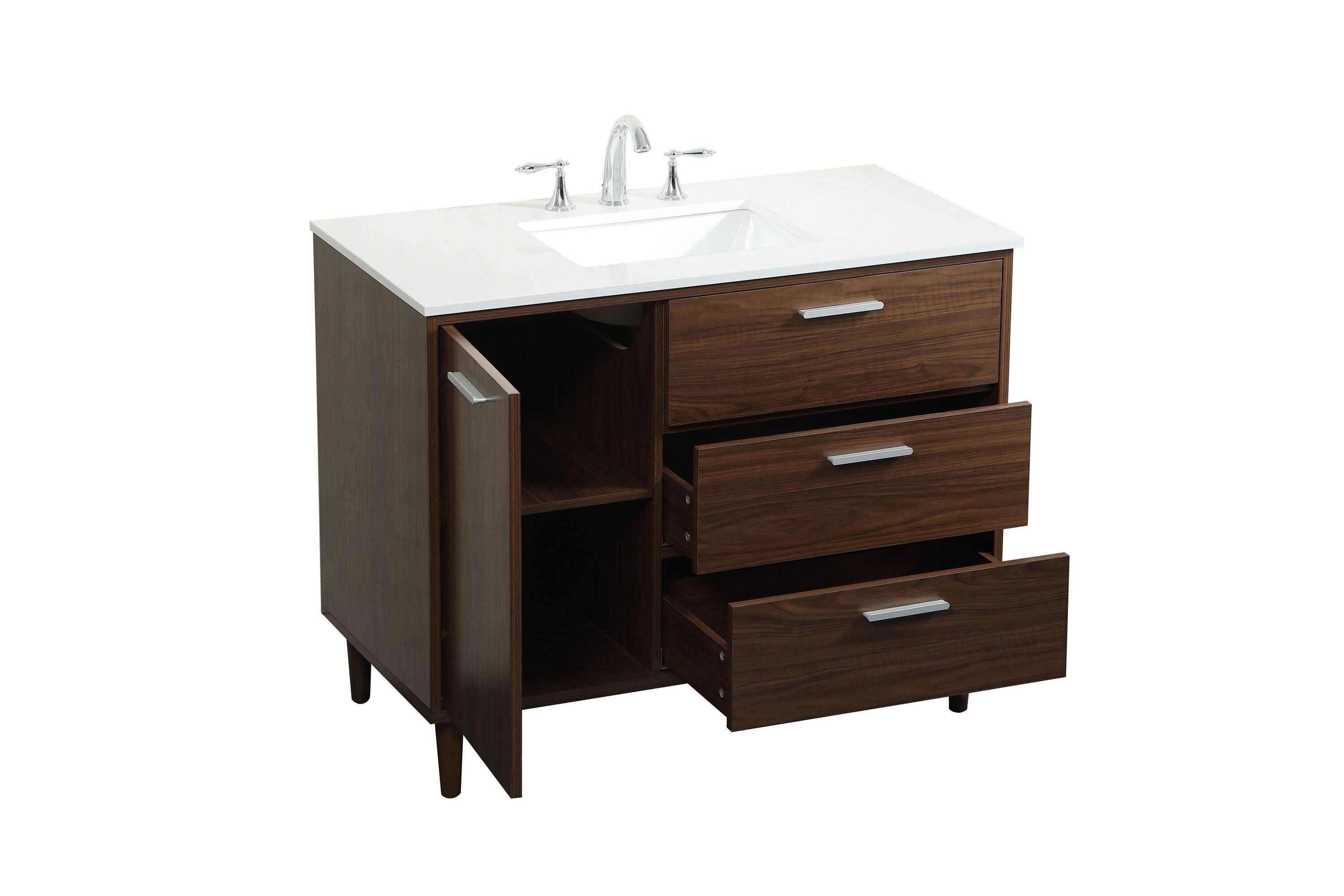 Burroughs 42'' Single Bathroom Vanity with Engineered Marble Top