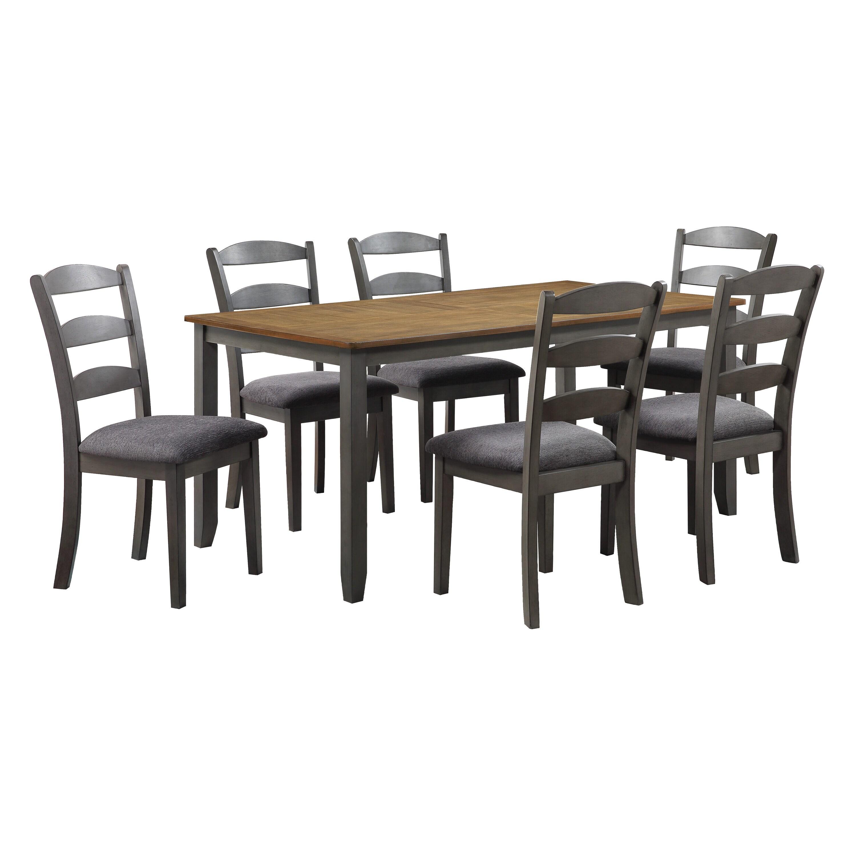 West Lake 7 PC Wood Dining Table Set Antique Finish Natural Top and Gray Base