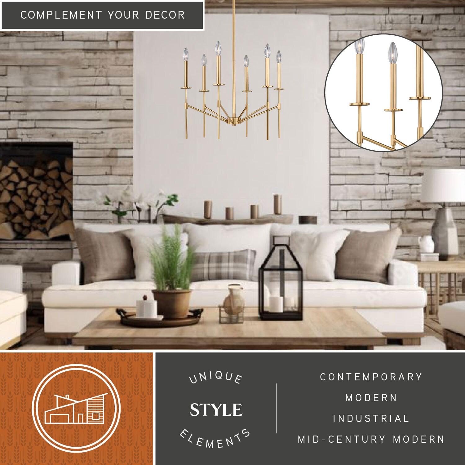 Vaxcel Kedzie 6 - Light Chandelier in  Natural Brass