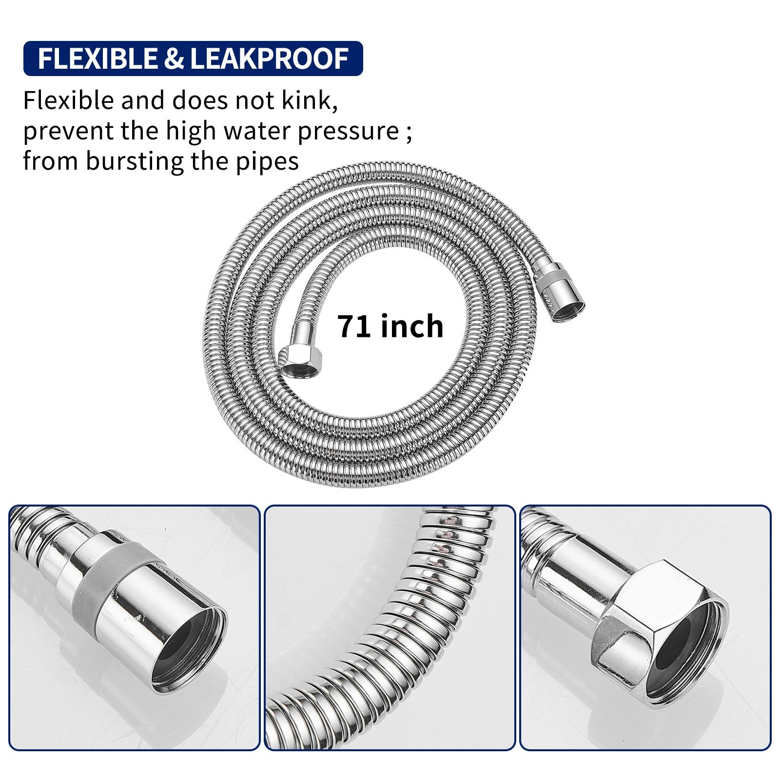 71 In. Modern Flexible Handheld Shower Hose Replacement For Bathing Toilet Cleaning Pet With Brass Fitting In Chrome