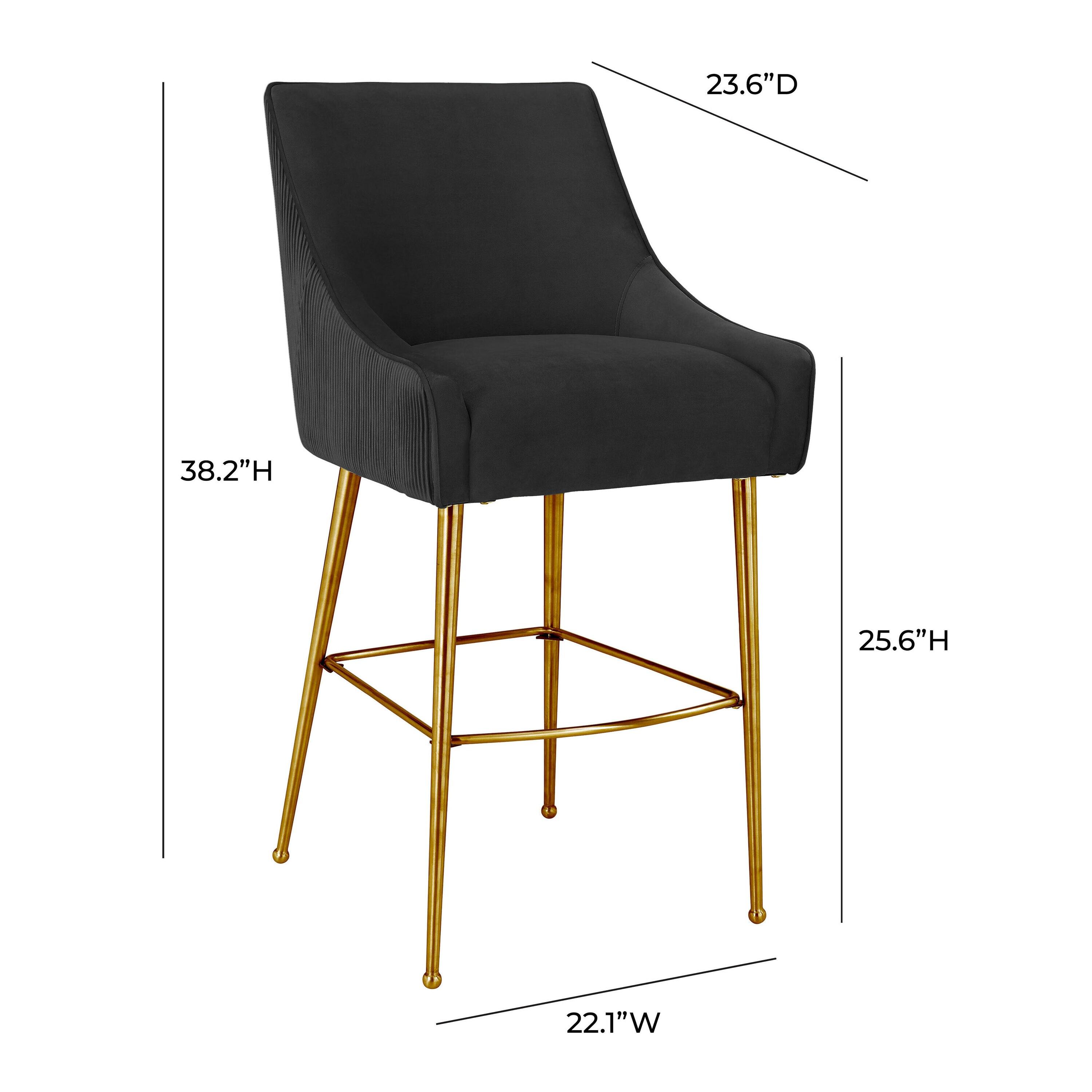 TOV Furniture Beatrix 25.6" Transitional Velvet Counter Stool in Pleated Black