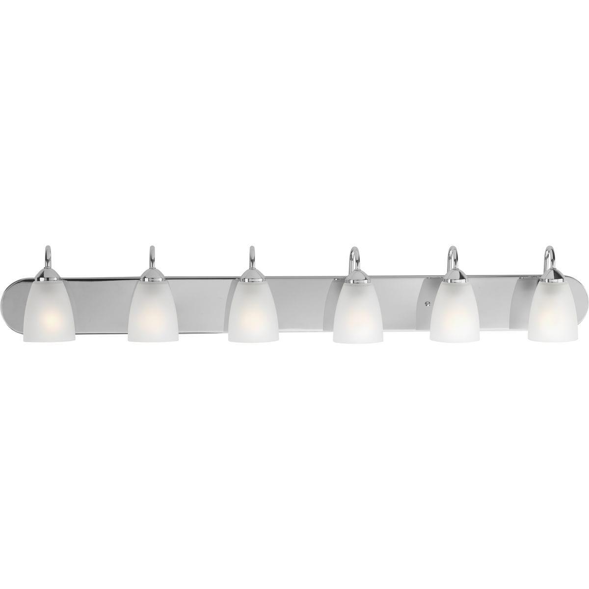 Progress Lighting Gather 6-Light Bath Bracket, Polished Chrome, Etched Glass Shades