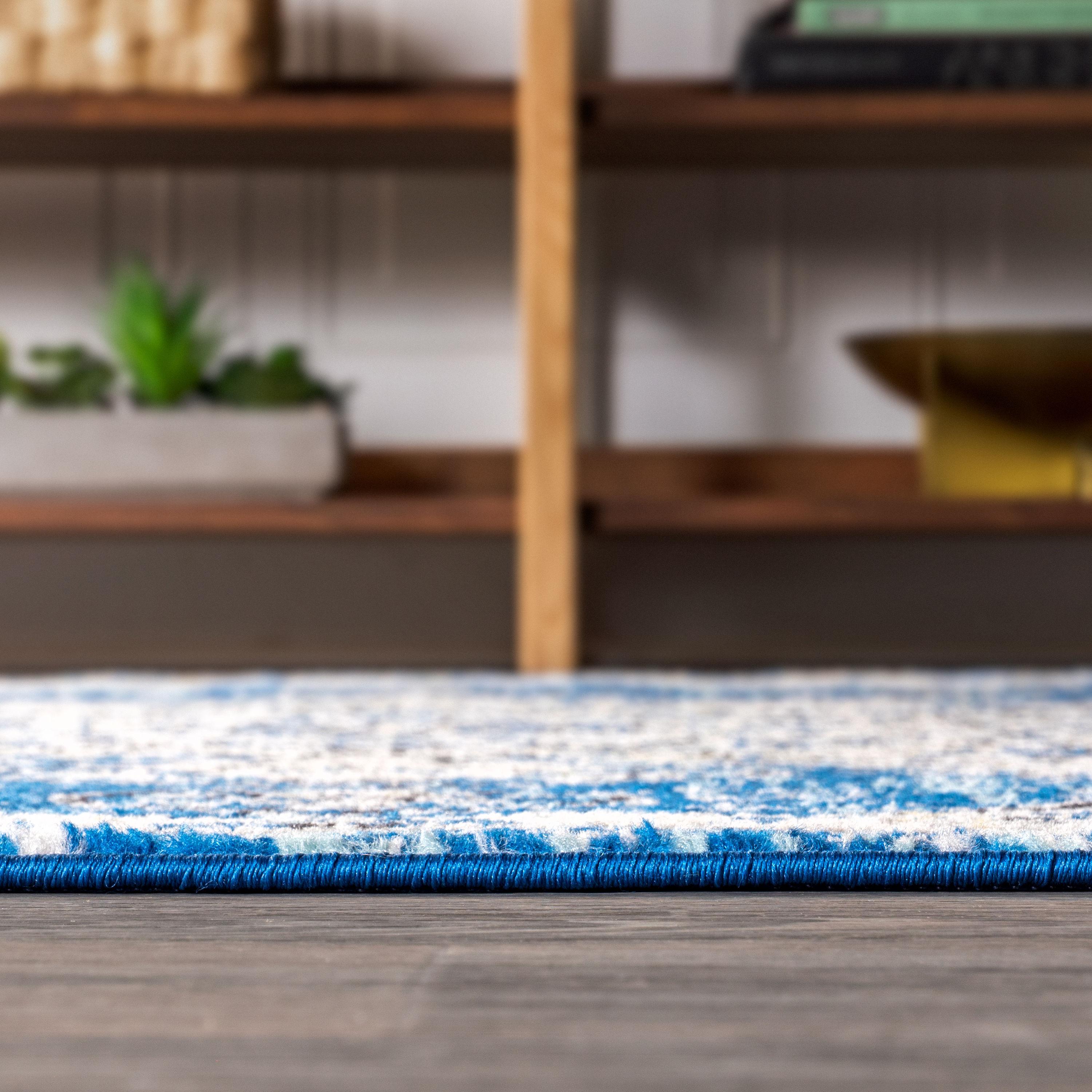 JONATHAN Y Bohemian FLAIR Boho Vintage Medallion Blue/Cream 4 ft. x 6 ft. Area Rug