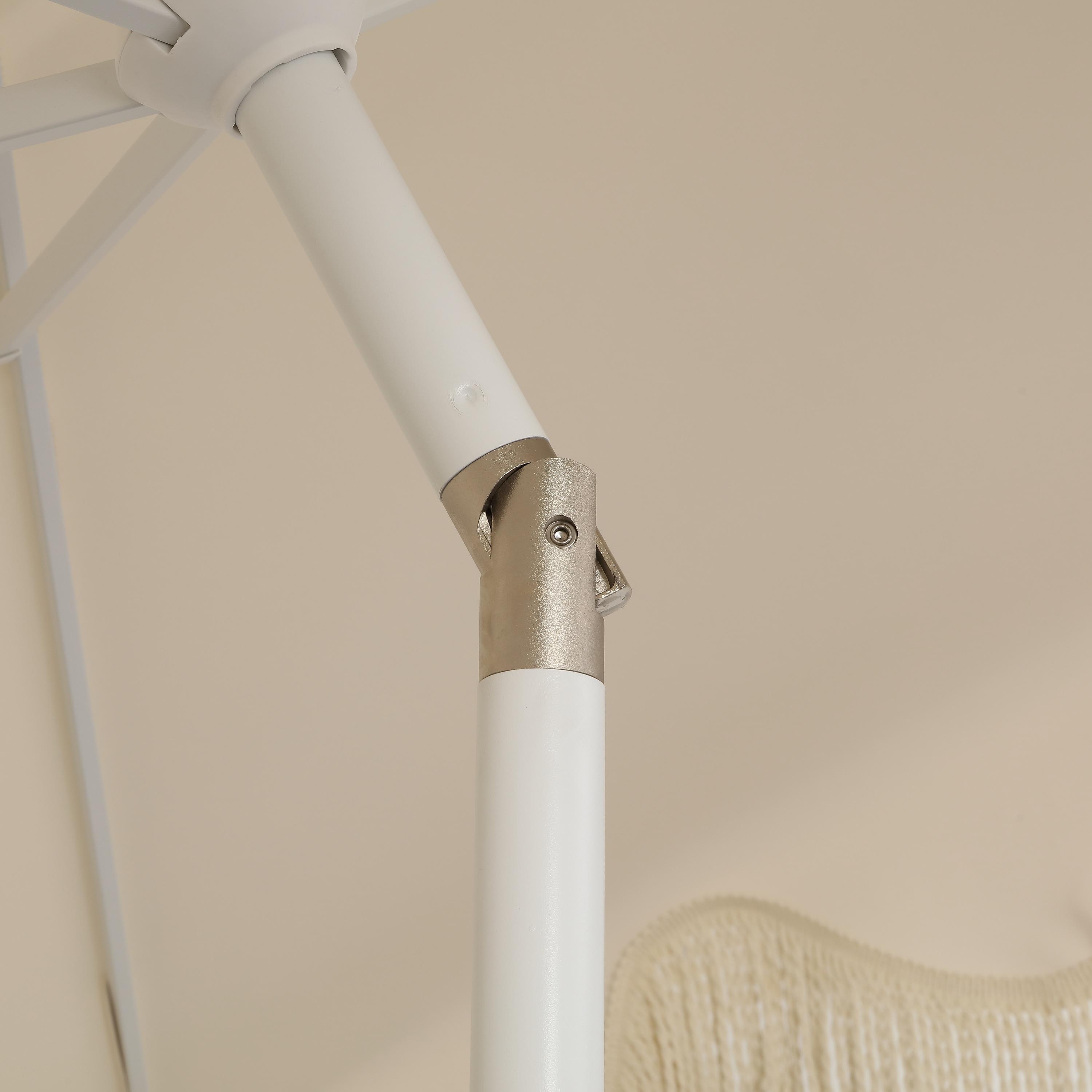 JONATHAN Y Collins 9 ft. Classic Cottage Tassel Market Patio Umbrella with Auto-Tilt, Crank, Wind Vent and UV Protection in Cream