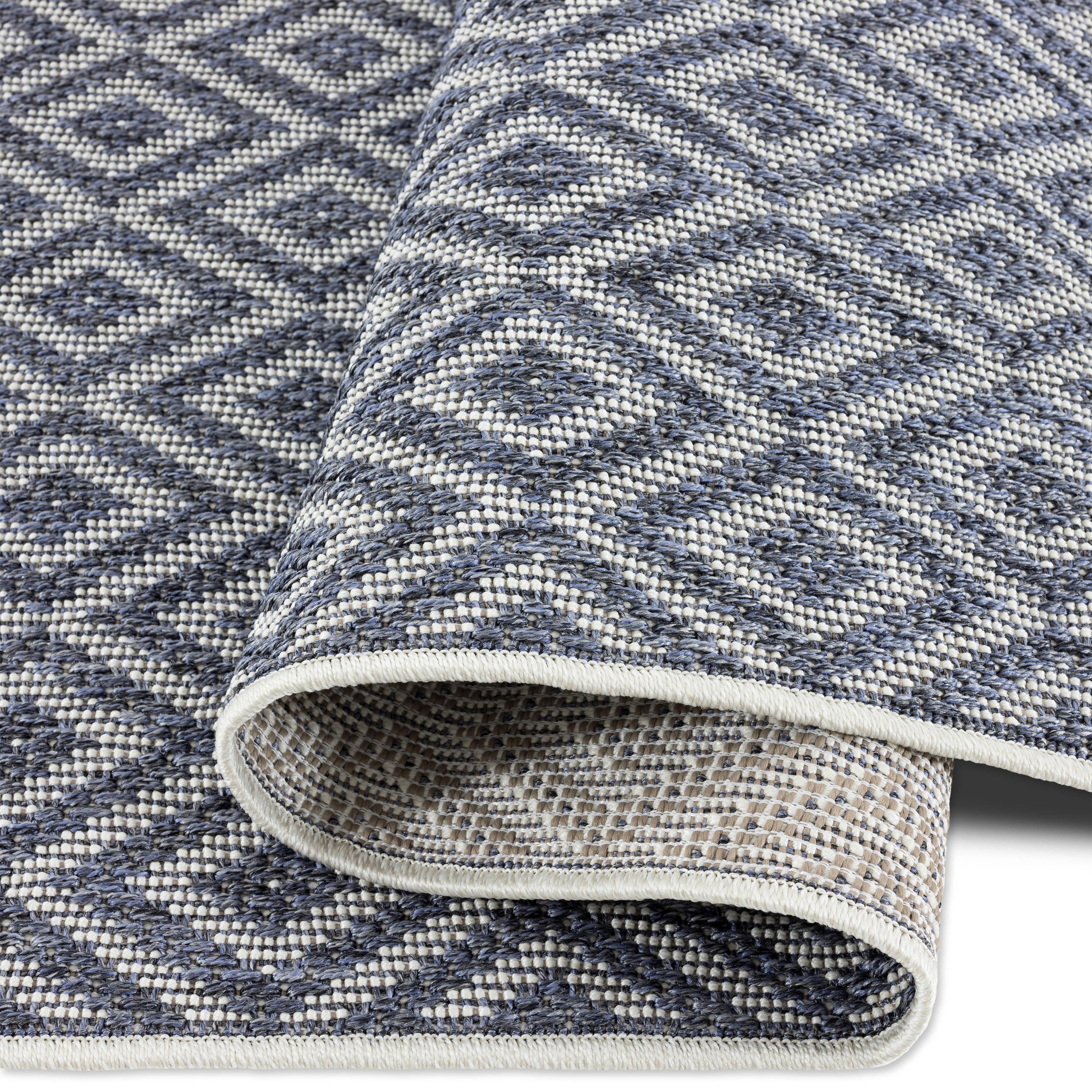 Home Dynamix Tripoli Lydia Modern Diamond Indoor/Outdoor Area Rug, Denim/Cream, 7'10"x10'2"