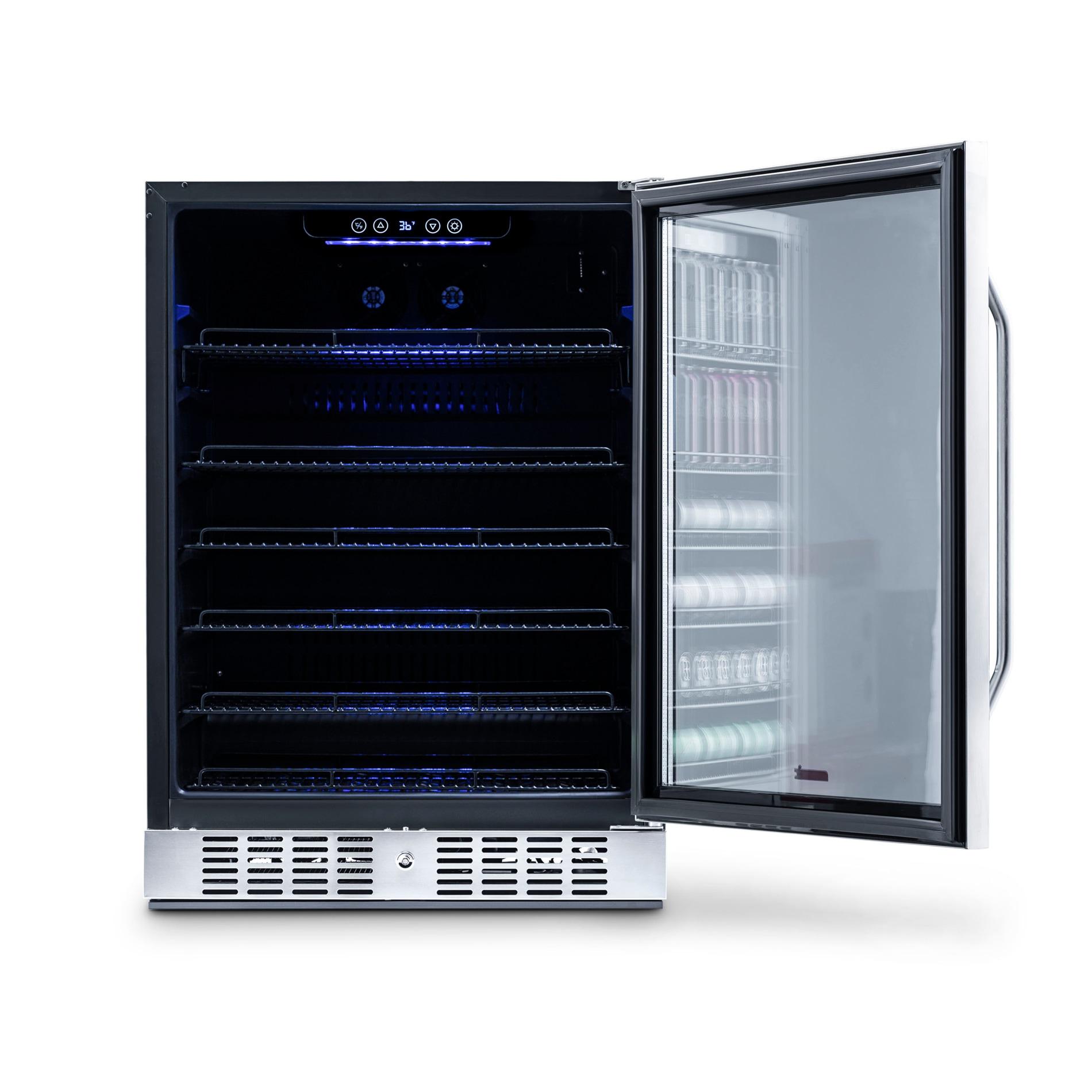 Newair 24” Built-in 177 Can Beverage Fridge in Stainless Steel with Precision Temperature Controls and Adjustable Shelves