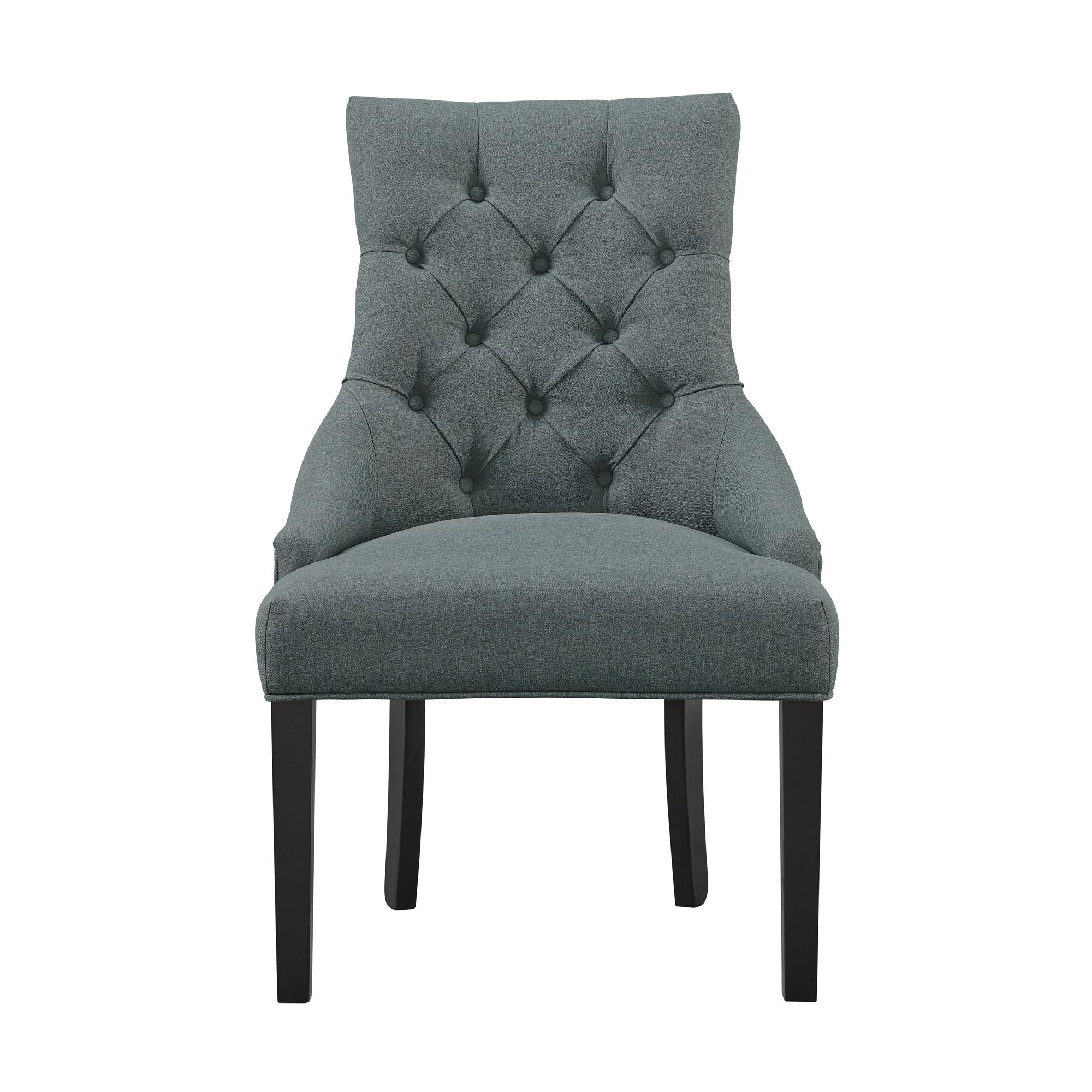 Set of 2 Haeys Tufted Upholstered Dining Armless Chairs Gray - Alaterre Furniture: Nailhead Trim, Polyester Fabric