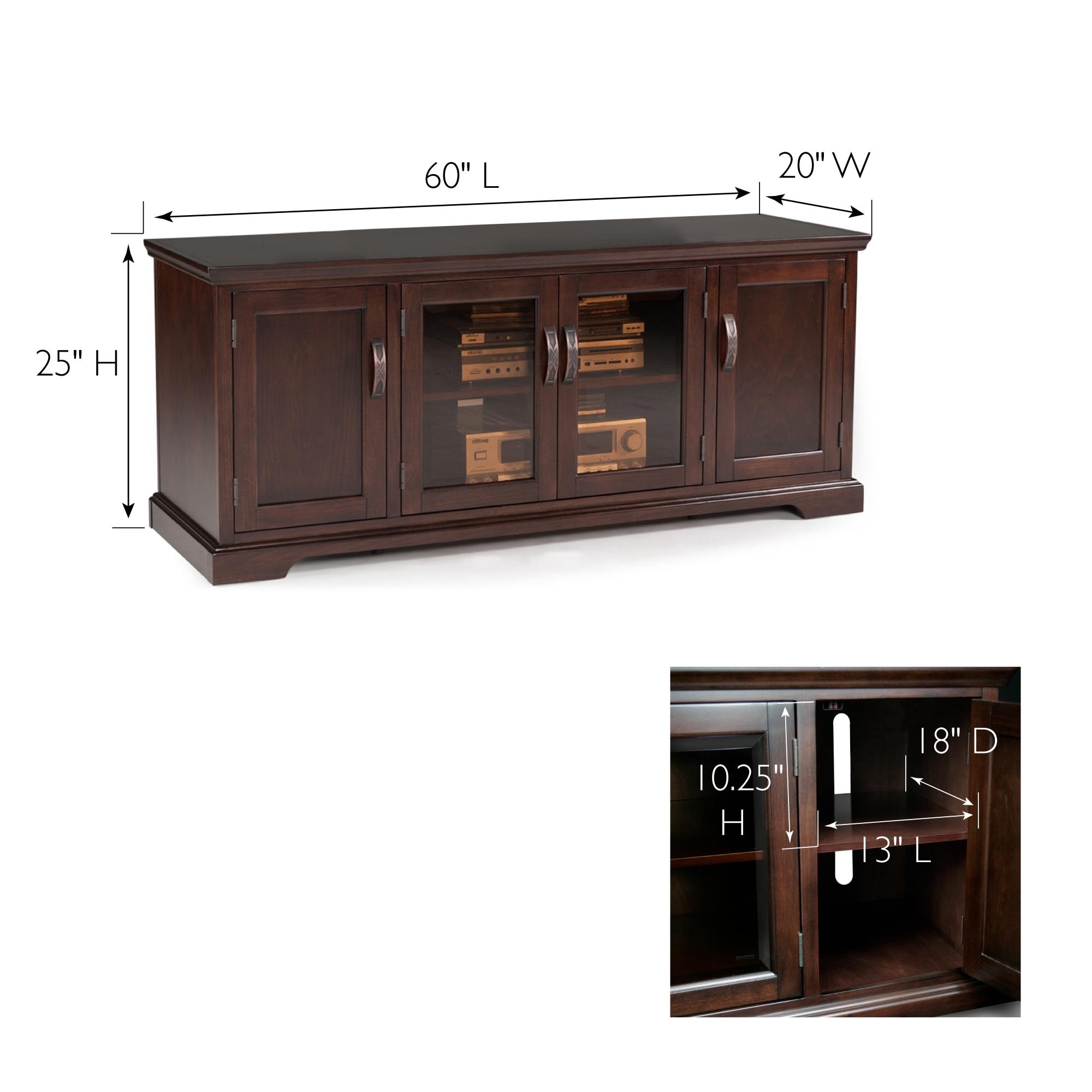 Leick Home 81360 Three Door TV Stand with Bronze Glass for 60" TV's, Chocolate Cherry