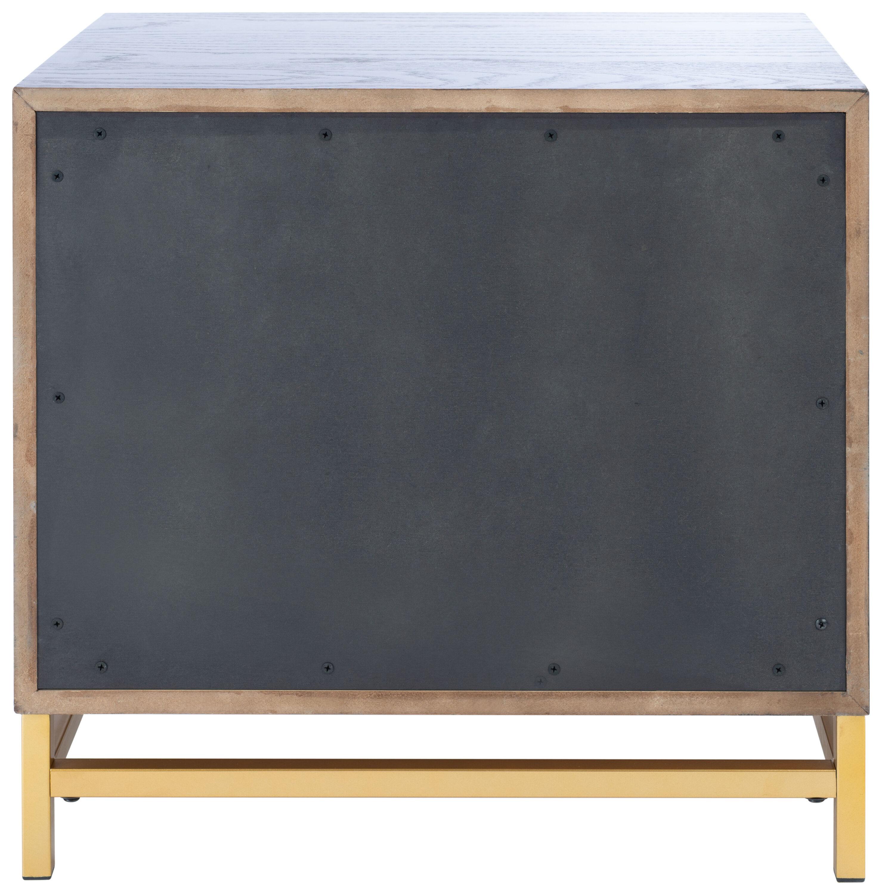 Fenno 2 Drawer Nightstand - Walnut/Brass - Safavieh.