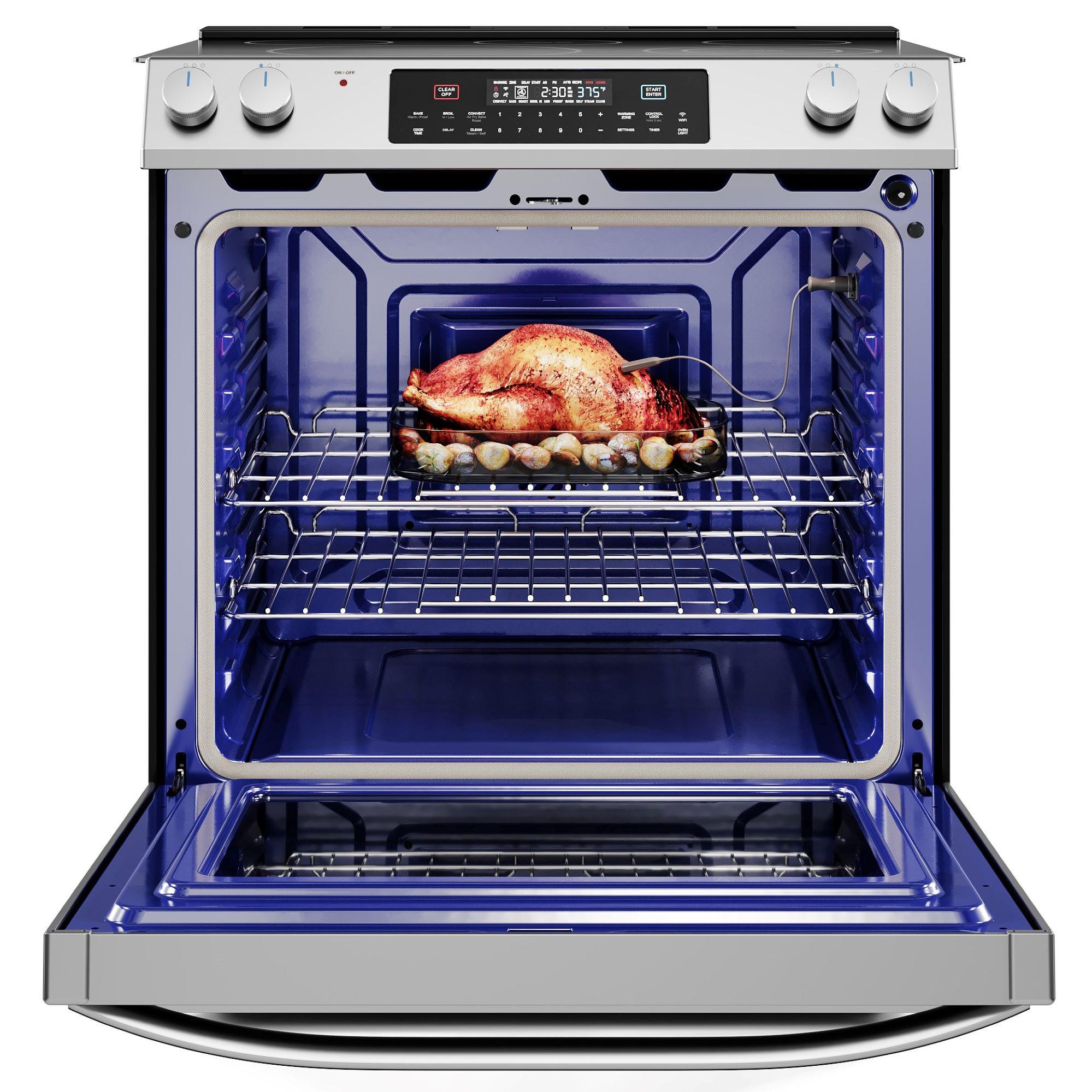 Midea 30-In Slide-In Electric Range with Wi-Fi Connectivity and Fan Convection, Stainless Steel,  MES30S2AST