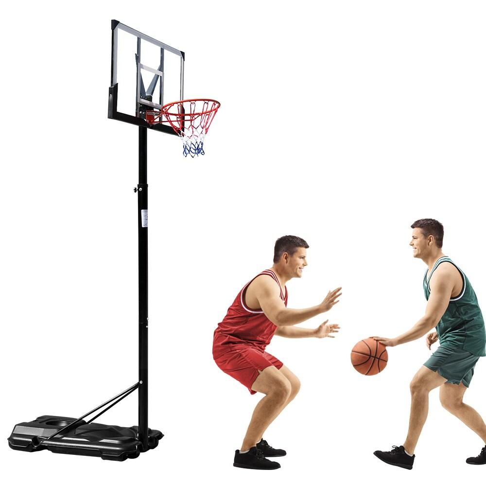 Ktaxon Portable Basketball Hoop Outdoor, Basketball Goal System 4.4-10ft Height Adjustable, 44inch Shatterproof Backboard, Gray Orange