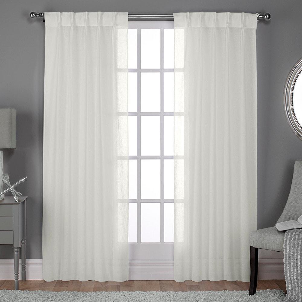 Set of 2 84"x54" Belgian Pinch Pleats Sheer Window Curtain Panel Ivory - Exclusive Home: Modern Sheer Curtain Panels
