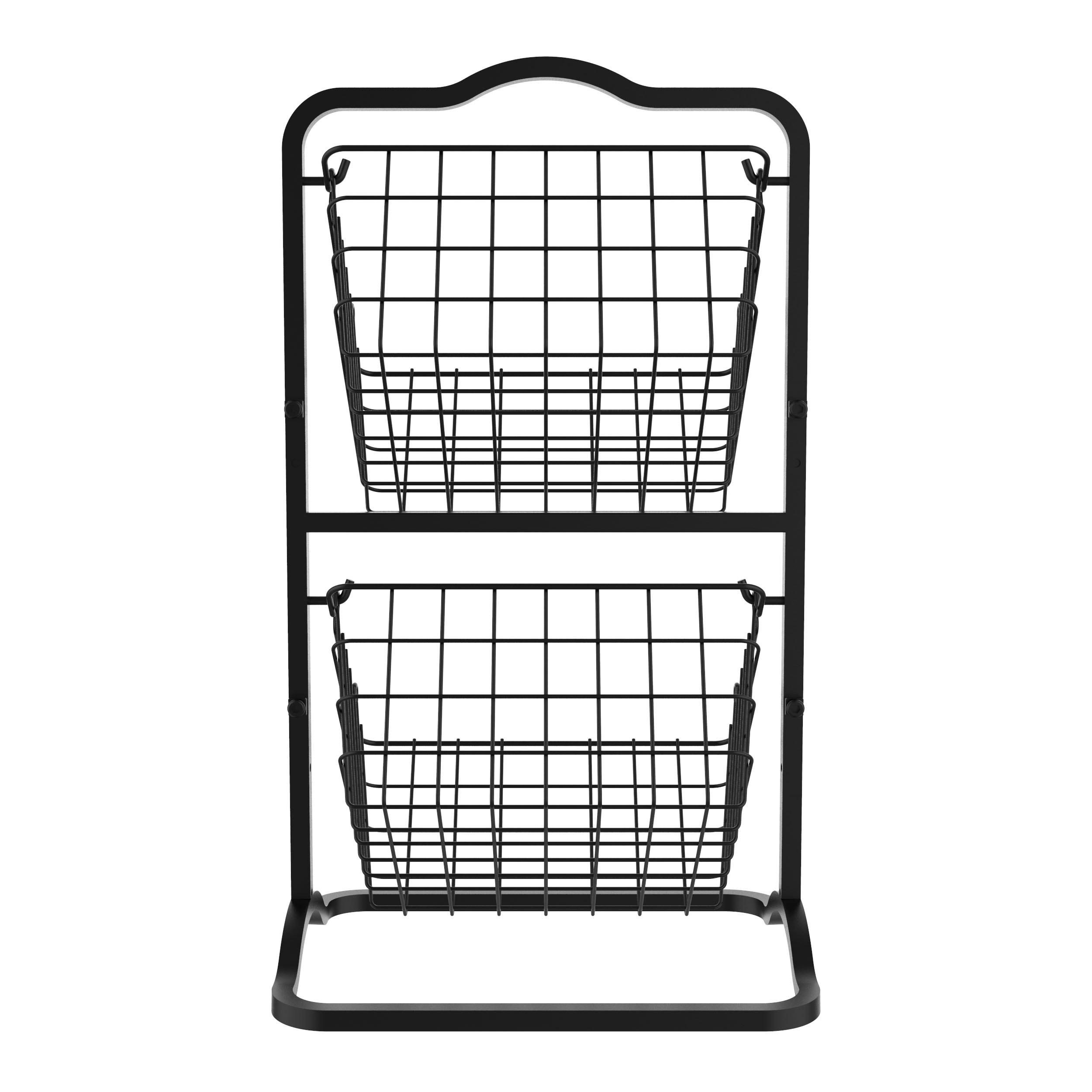 Oceanstar 2-Tier Storage Kitchen Wire Basket Stand, Black