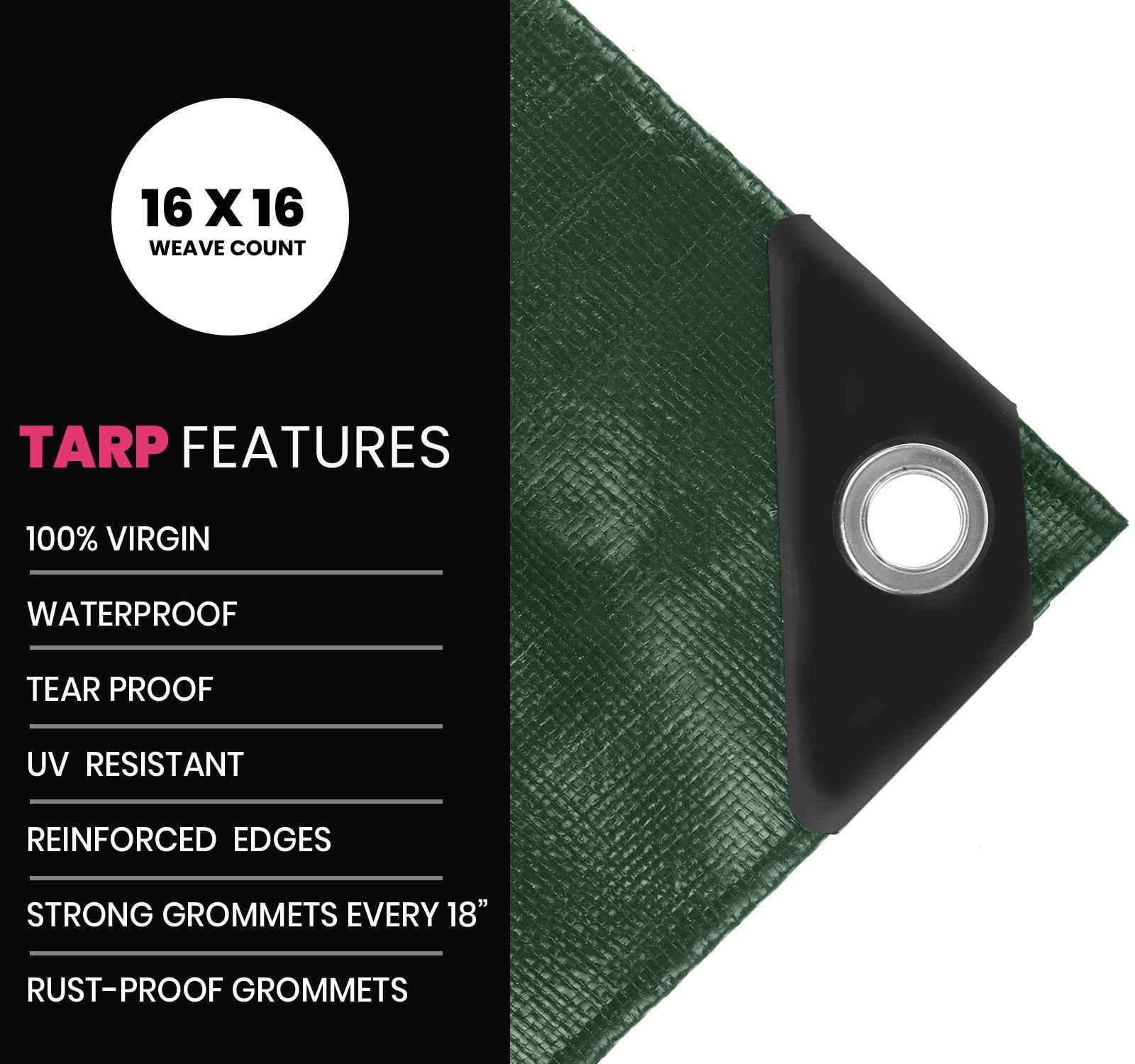 PROTARP 22 Mil Heavy Duty Polyethylene Tarp, Waterproof, UV Resistant