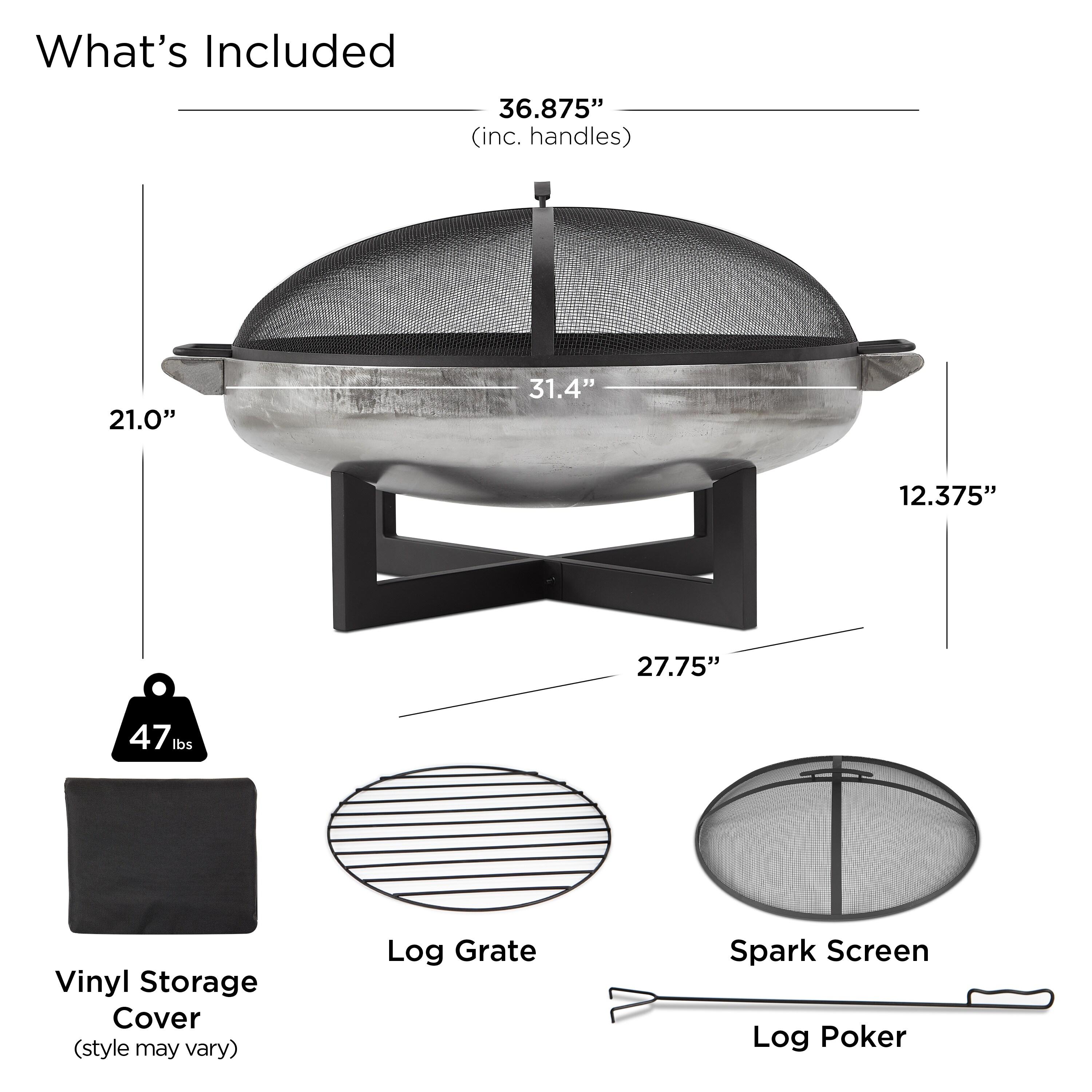 La Porte 21" H x 36.8" W Steel Wood Burning Outdoor Fire Pit with Lid