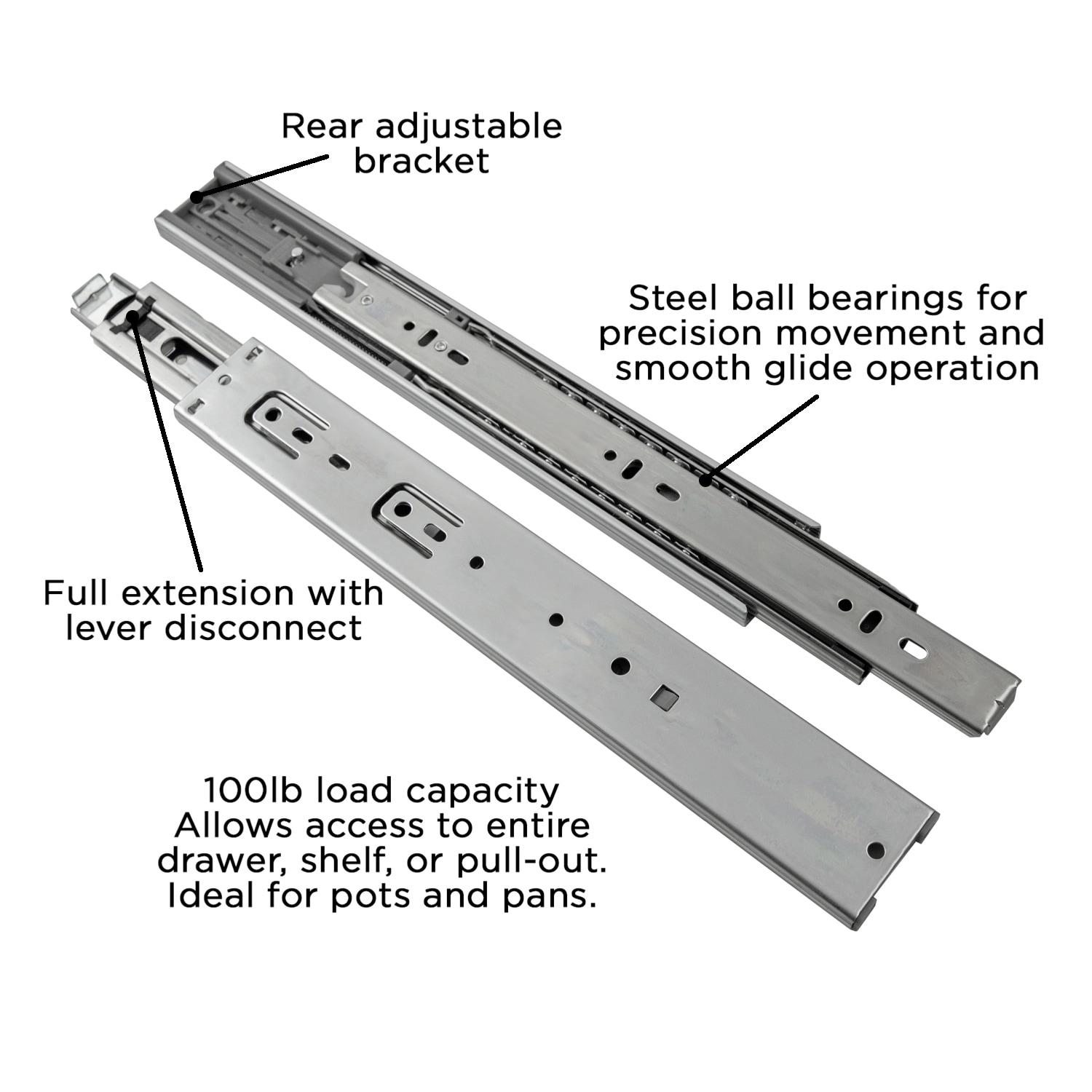 Drawer Slide Side Mount Soft Close Full Extension Cadmium Finish