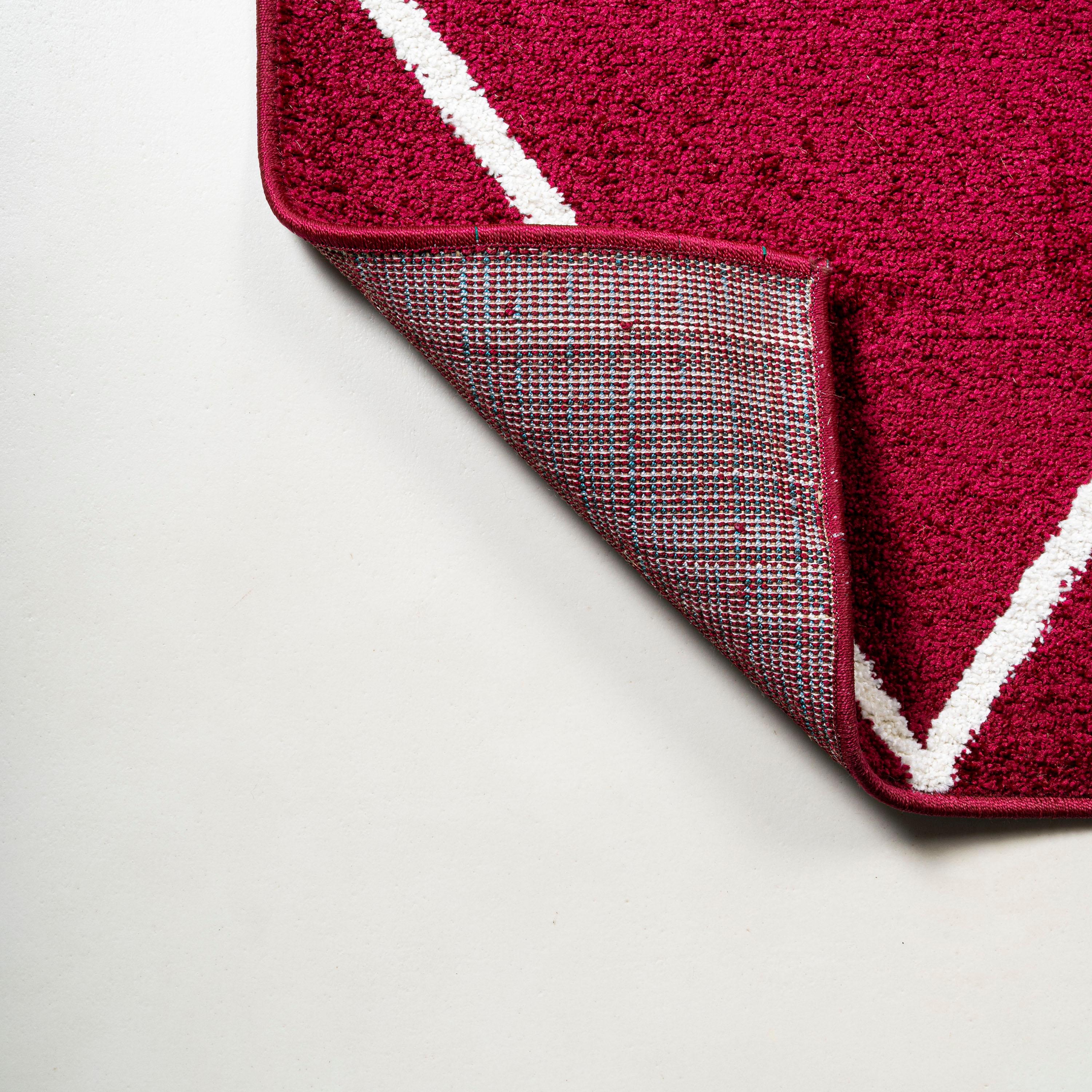 4'x6' Cole Minimalist Diamond Trellis Area Rug, Red/White - JONATHAN Y